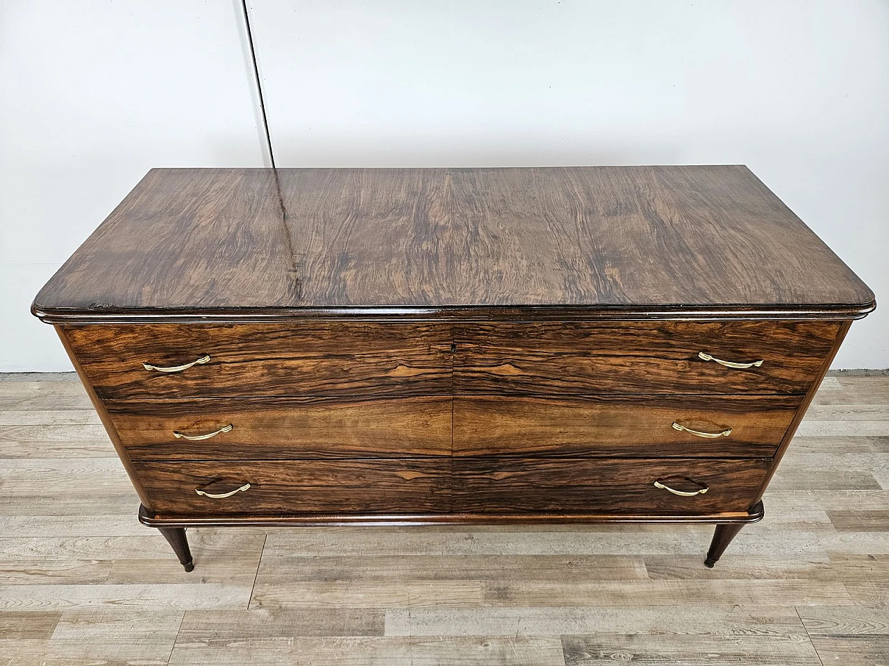 Torino Model Chest of Drawers with Three Drawers and Brass Handles, 1950s 2