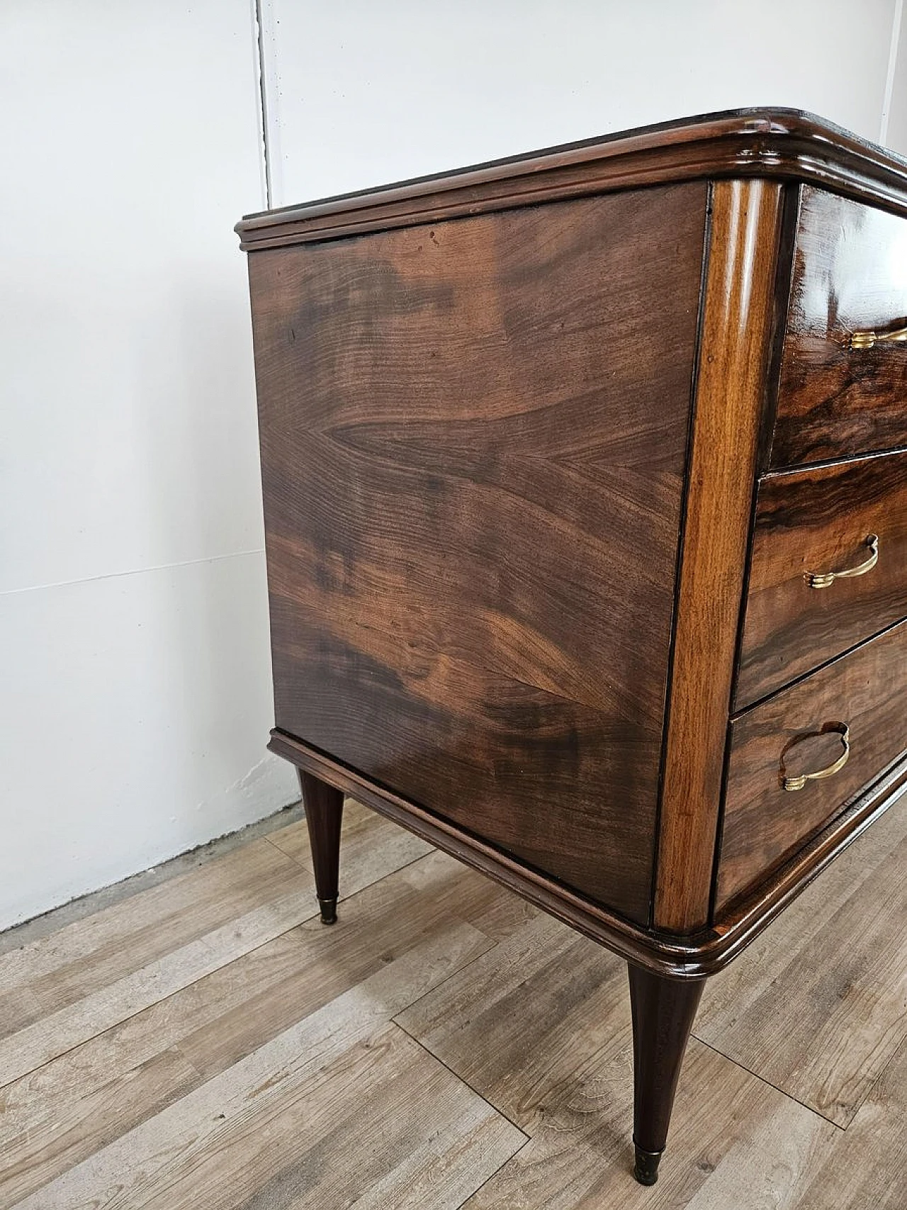 Torino Model Chest of Drawers with Three Drawers and Brass Handles, 1950s 3