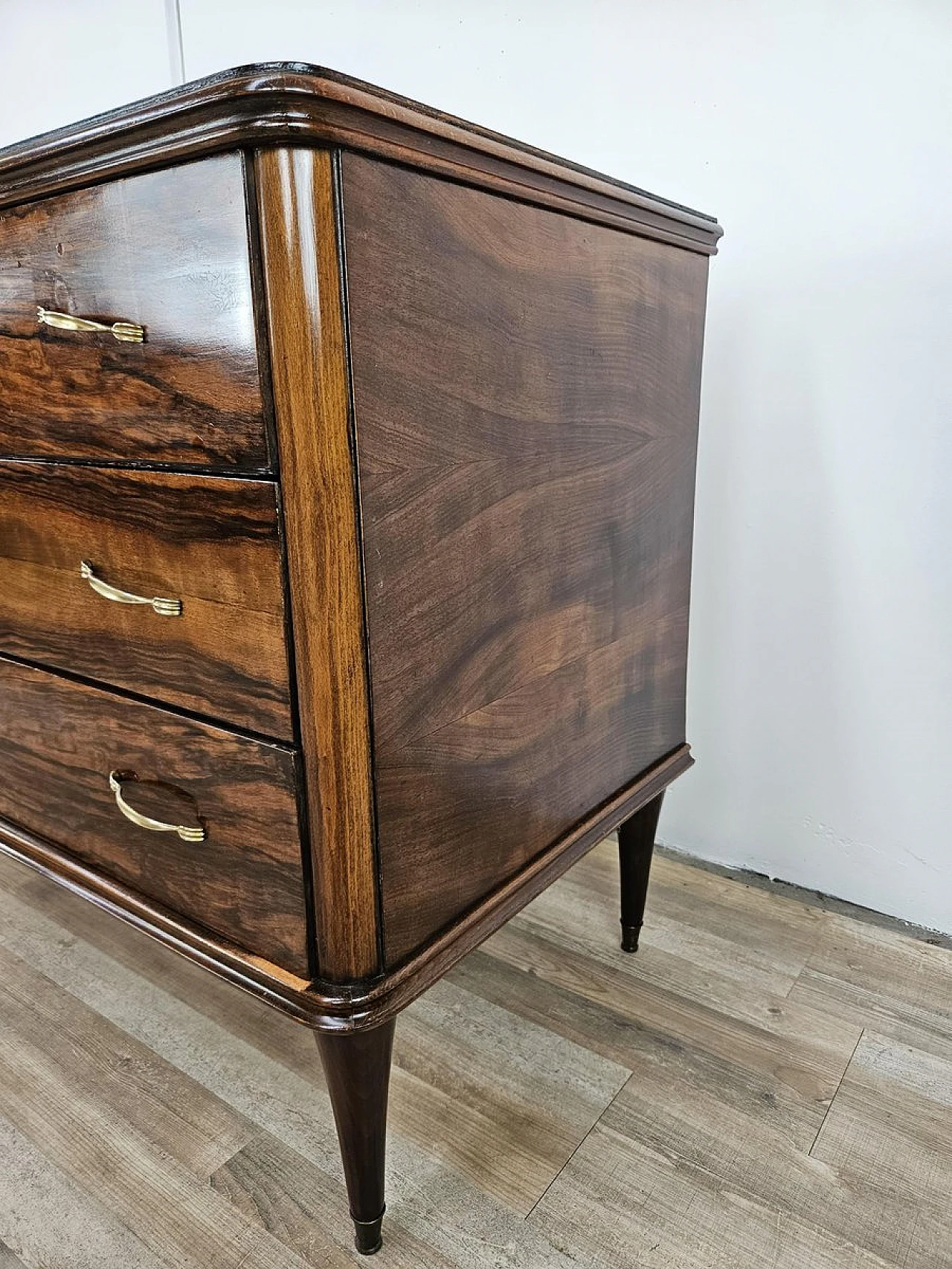 Torino Model Chest of Drawers with Three Drawers and Brass Handles, 1950s 10