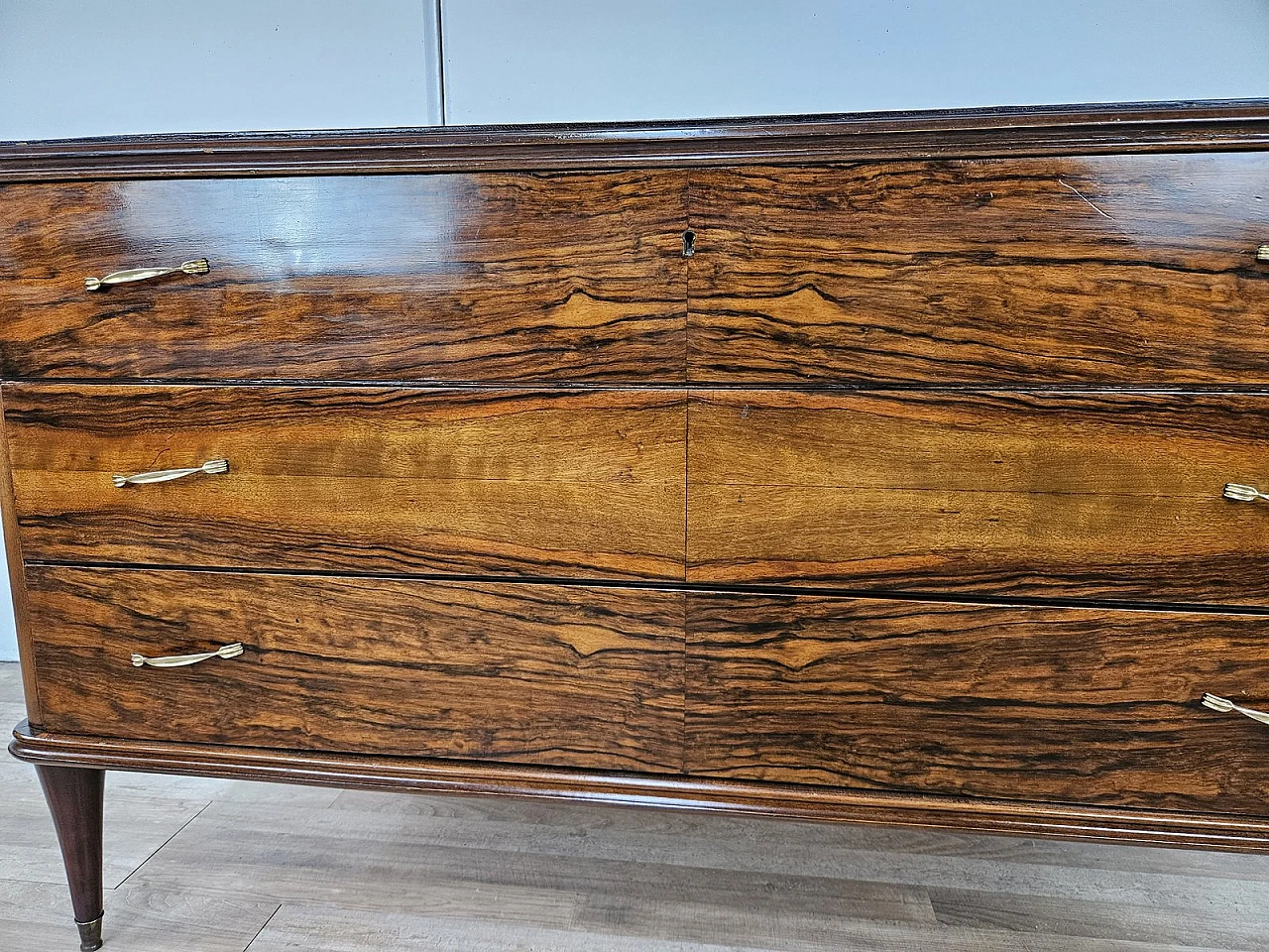 Torino Model Chest of Drawers with Three Drawers and Brass Handles, 1950s 14