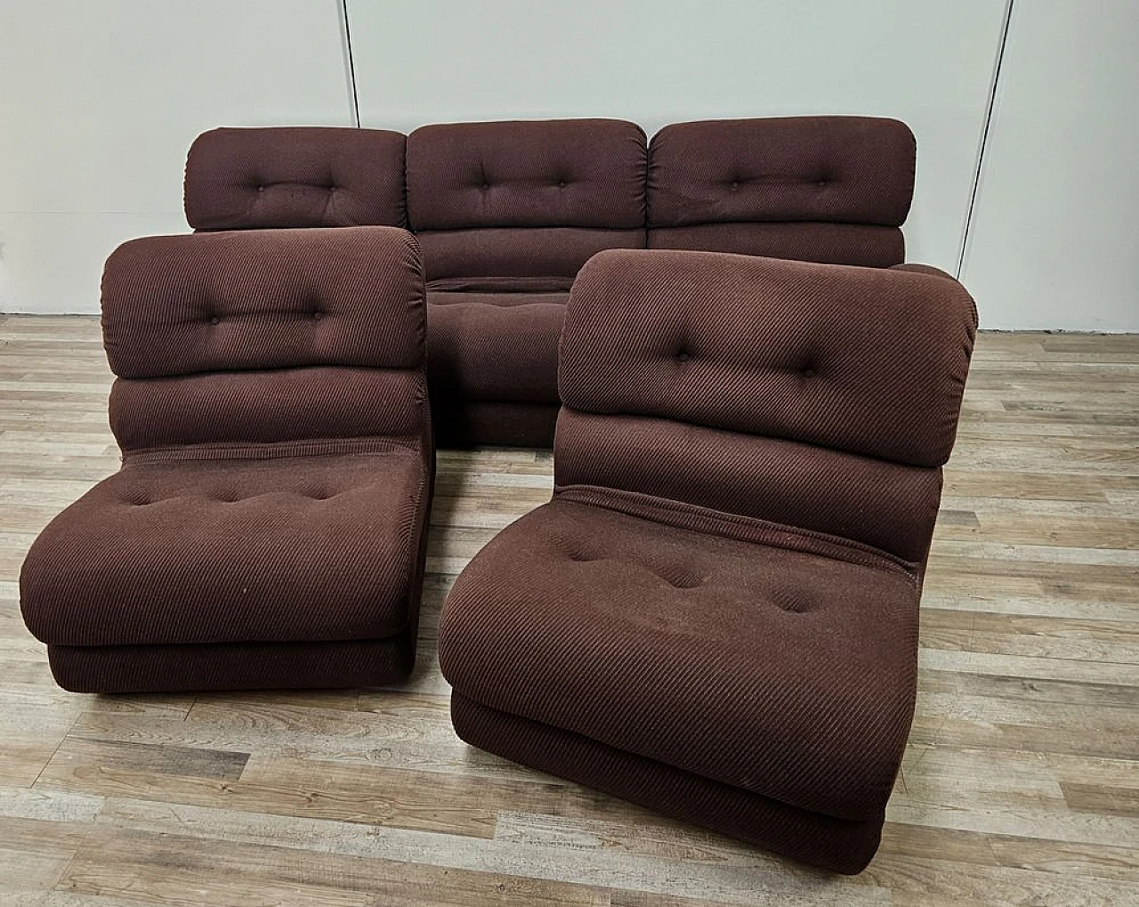 Modular fabric sofa with five seats, 1970s 1