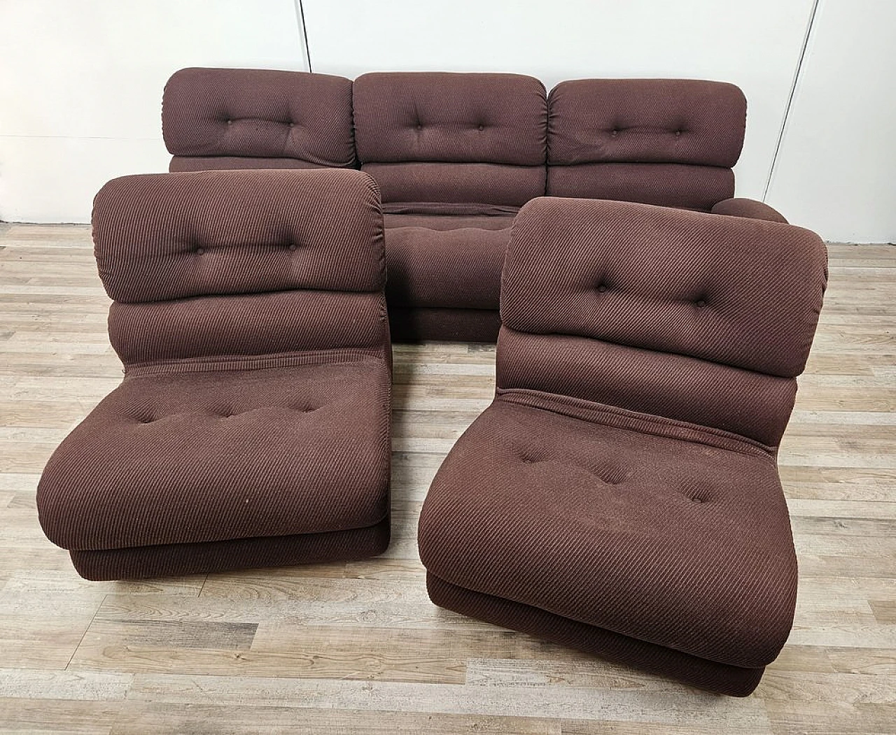 Modular fabric sofa with five seats, 1970s 2