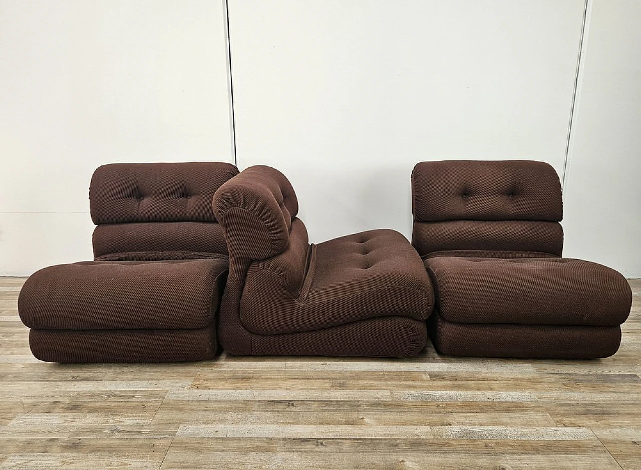 Modular fabric sofa with five seats, 1970s 13