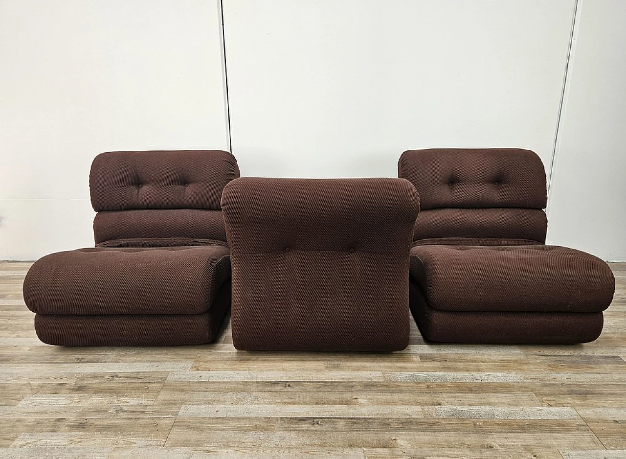 Modular fabric sofa with five seats, 1970s 14