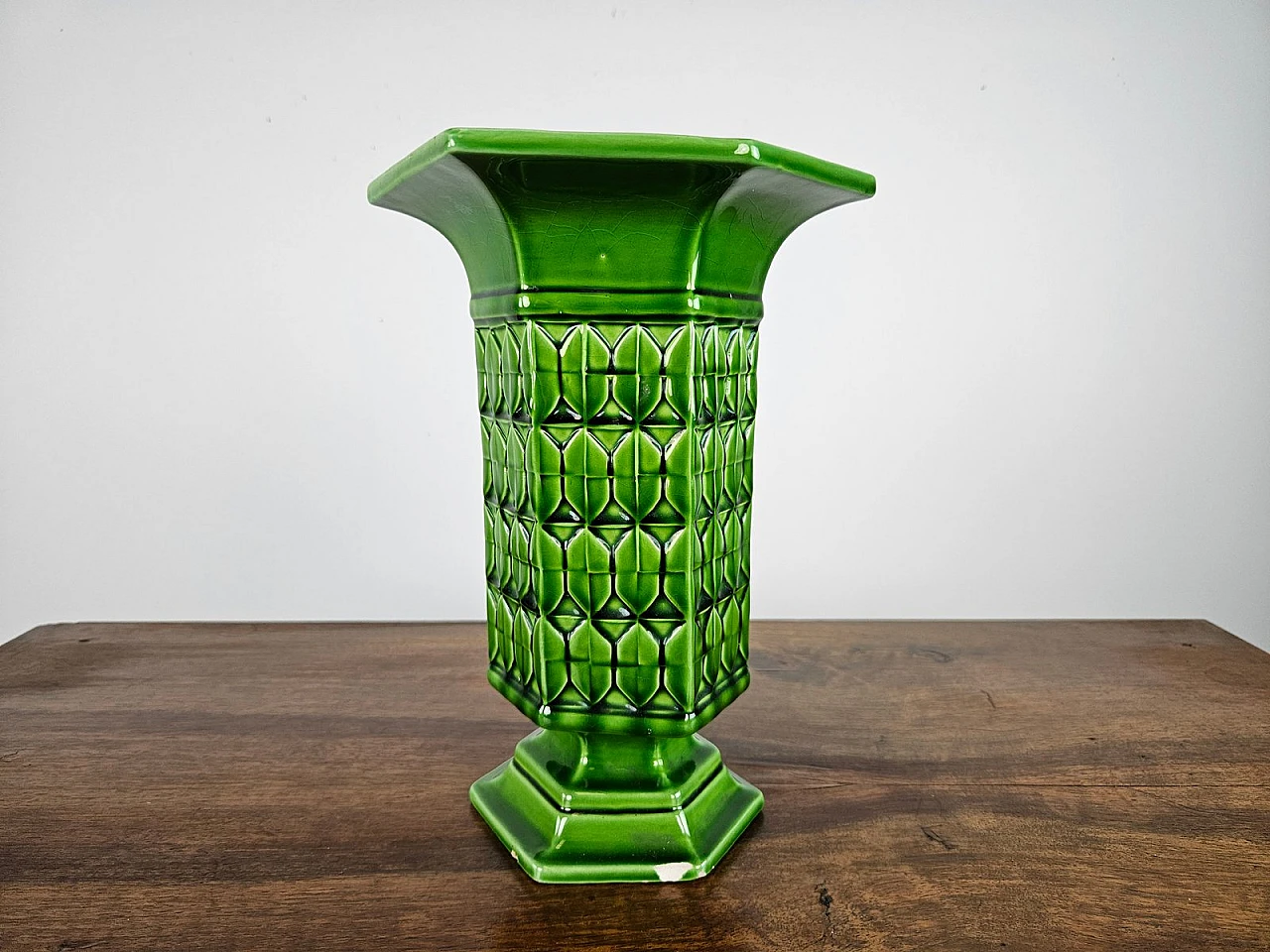 Green Ceramic Vase from Bassano, Italy, 1980s 1