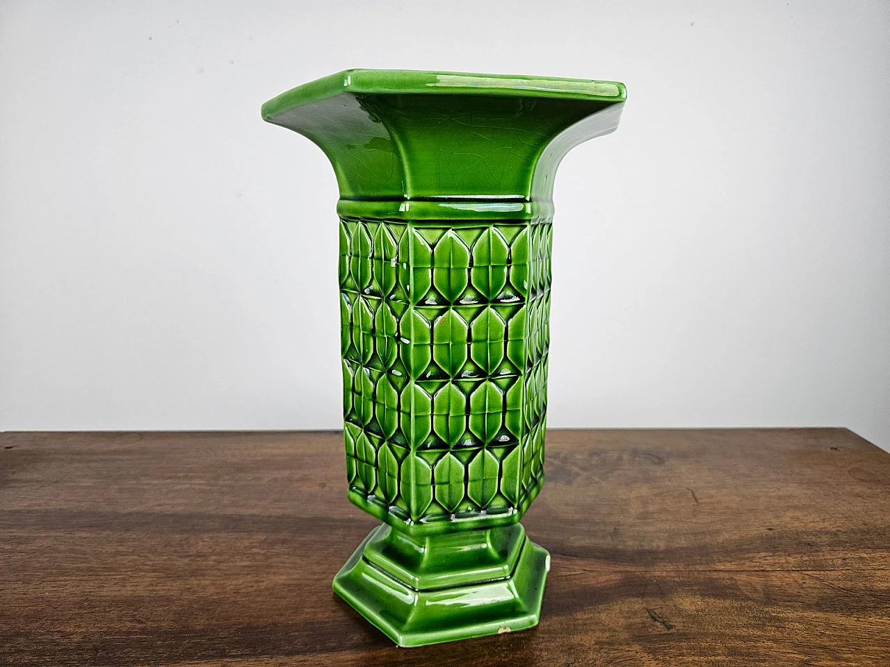 Green Ceramic Vase from Bassano, Italy, 1980s 2