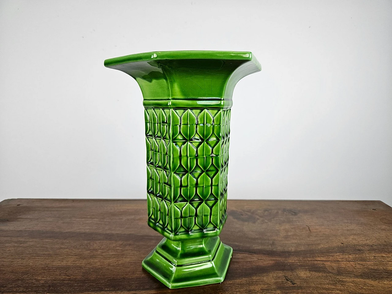 Green Ceramic Vase from Bassano, Italy, 1980s 3