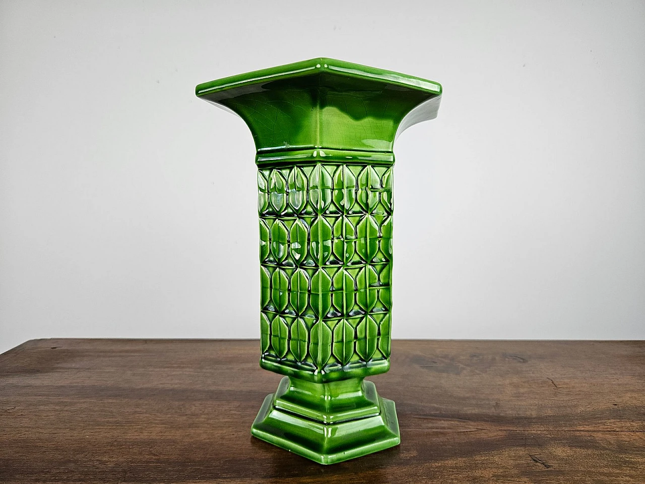 Green Ceramic Vase from Bassano, Italy, 1980s 4