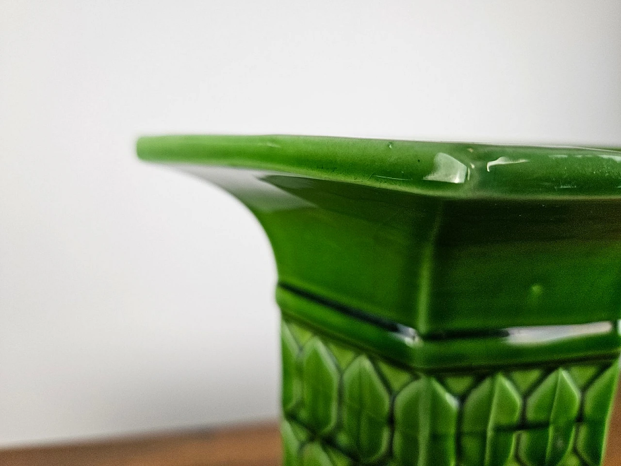 Green Ceramic Vase from Bassano, Italy, 1980s 9