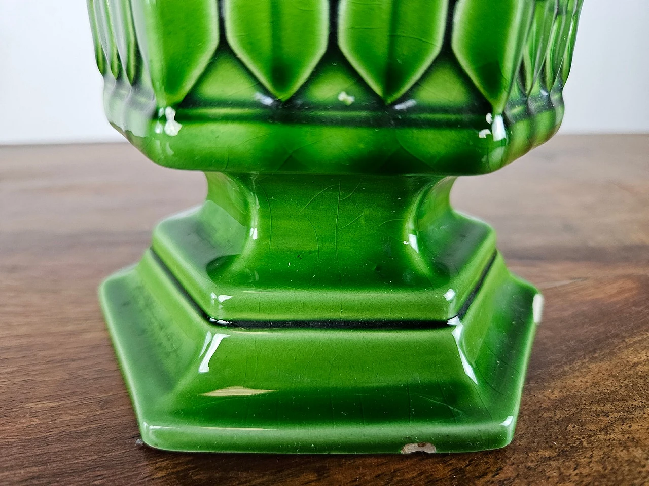 Green Ceramic Vase from Bassano, Italy, 1980s 12