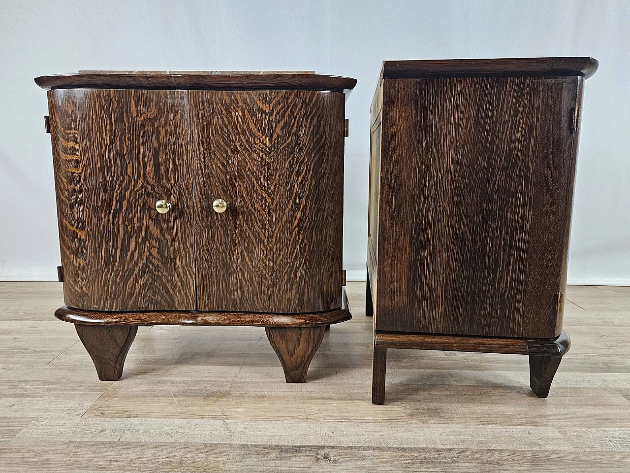 Bedside ables with marble top , '50s 2