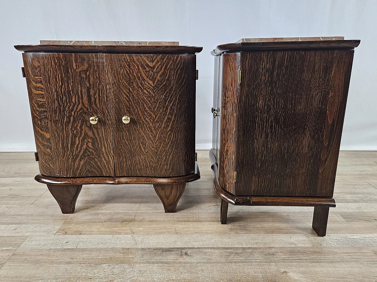 Bedside ables with marble top , '50s 4