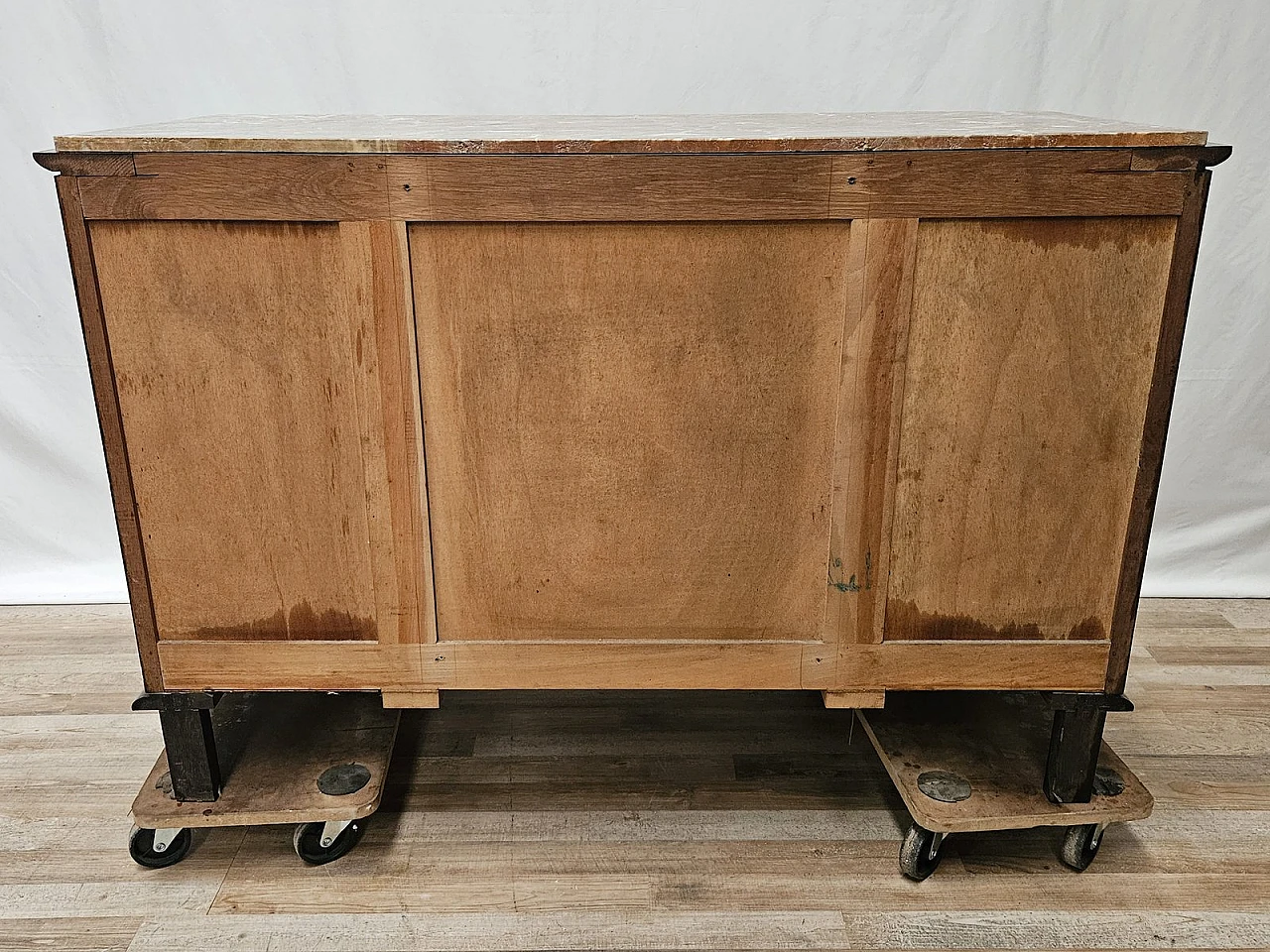 Wooden chest of drawers with red marble top, 1950a 26