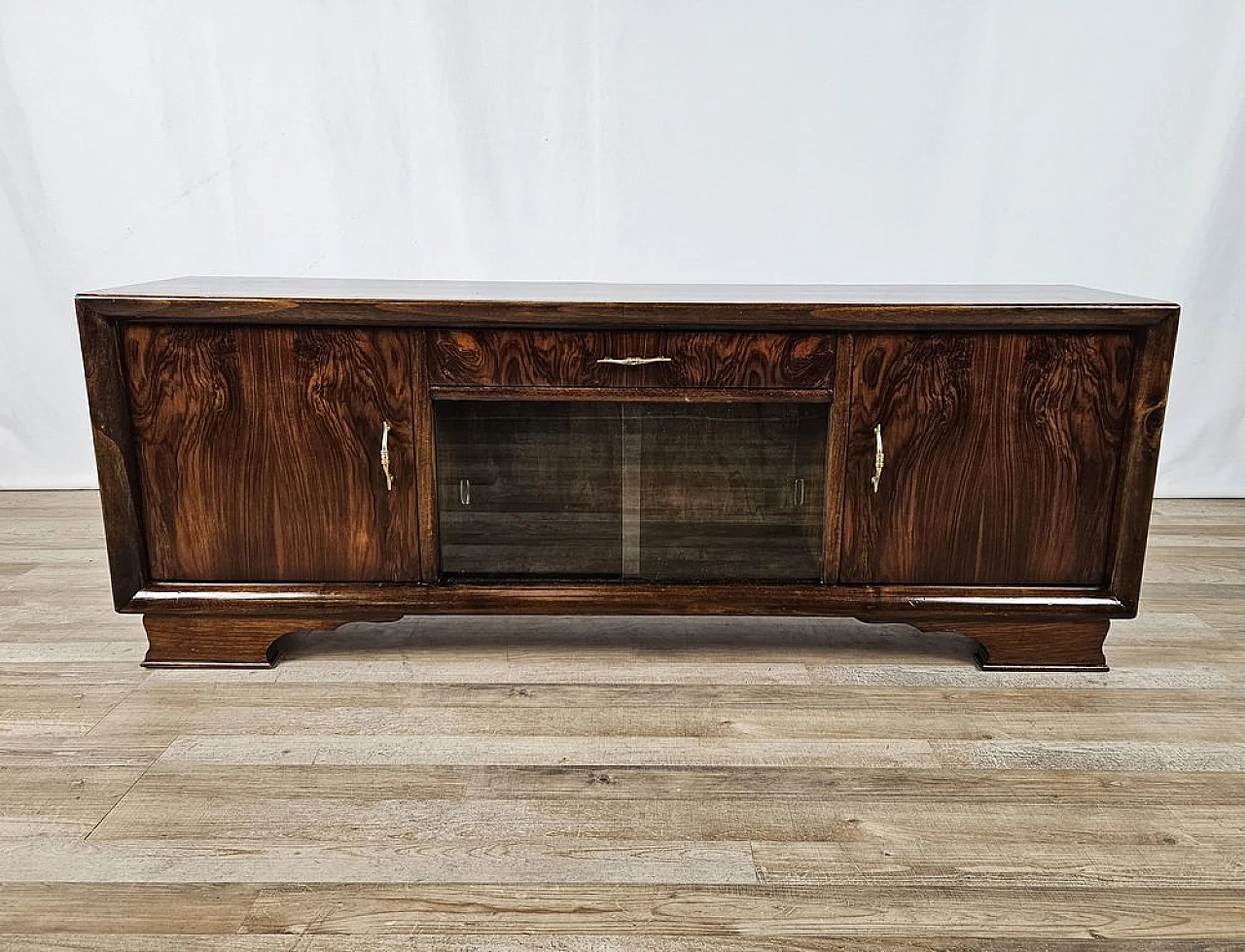 Art Deco dressing table in walnut with sliding glass, 1940s 1