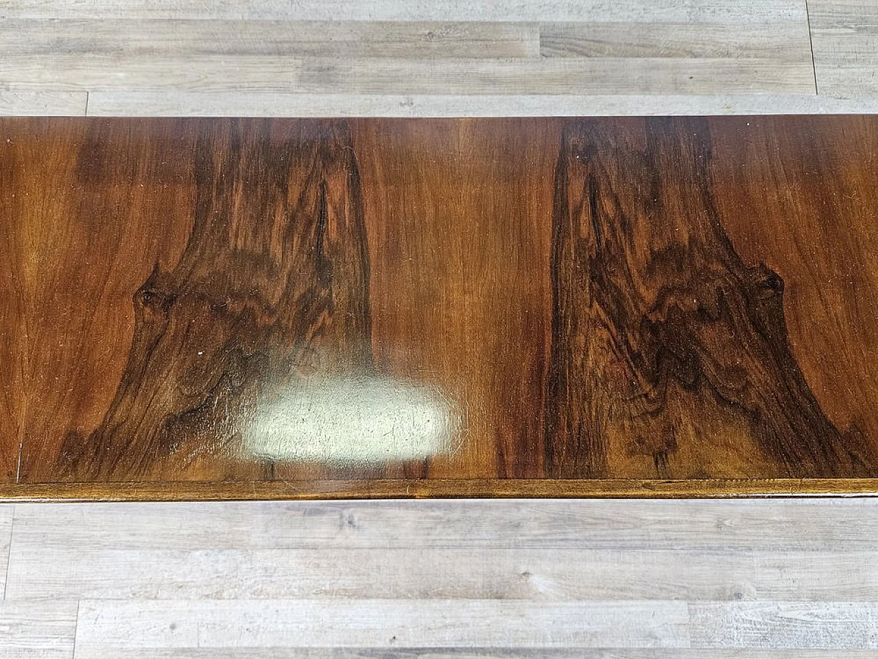 Art Deco dressing table in walnut with sliding glass, 1940s 5