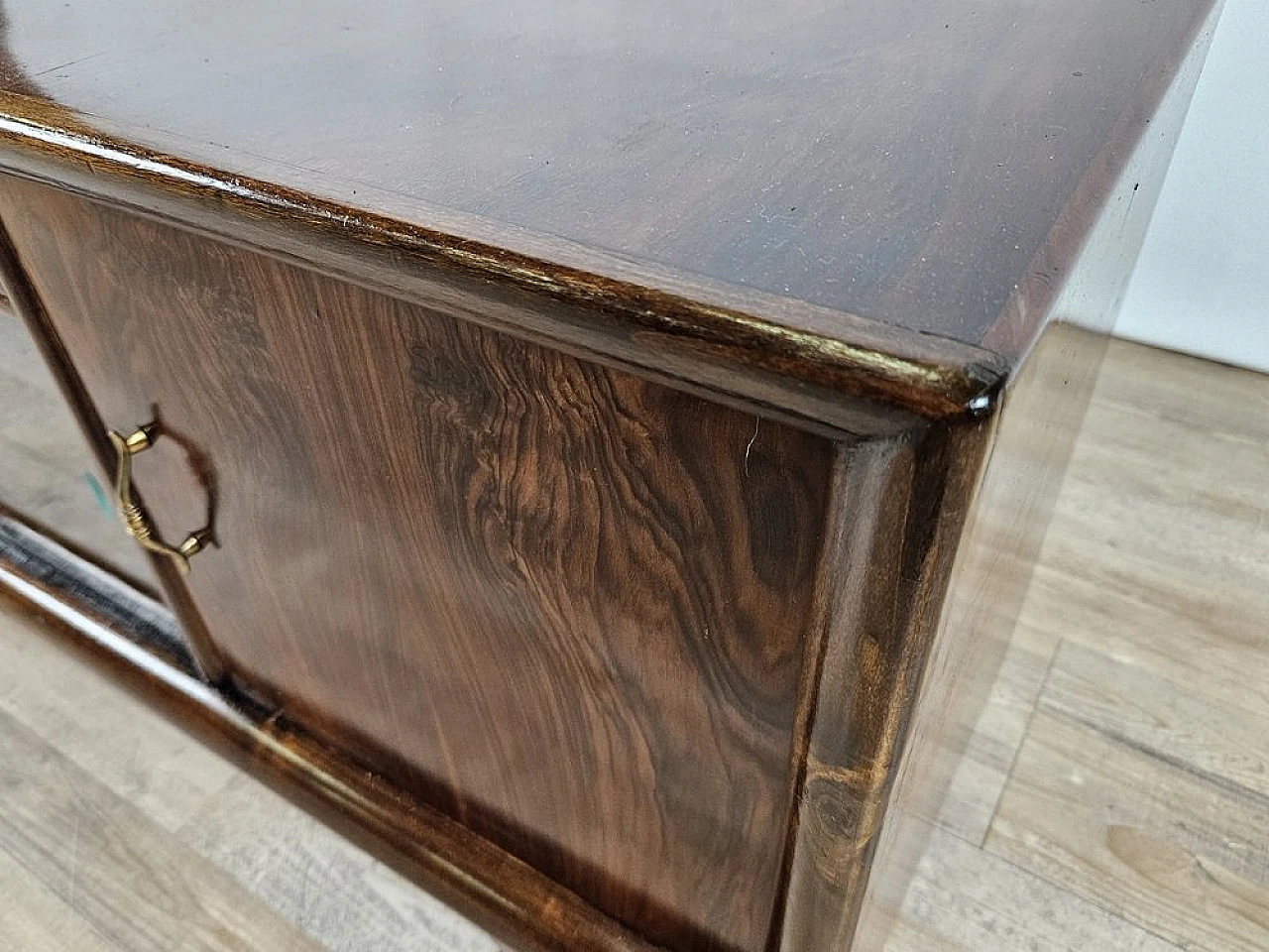 Art Deco dressing table in walnut with sliding glass, 1940s 7