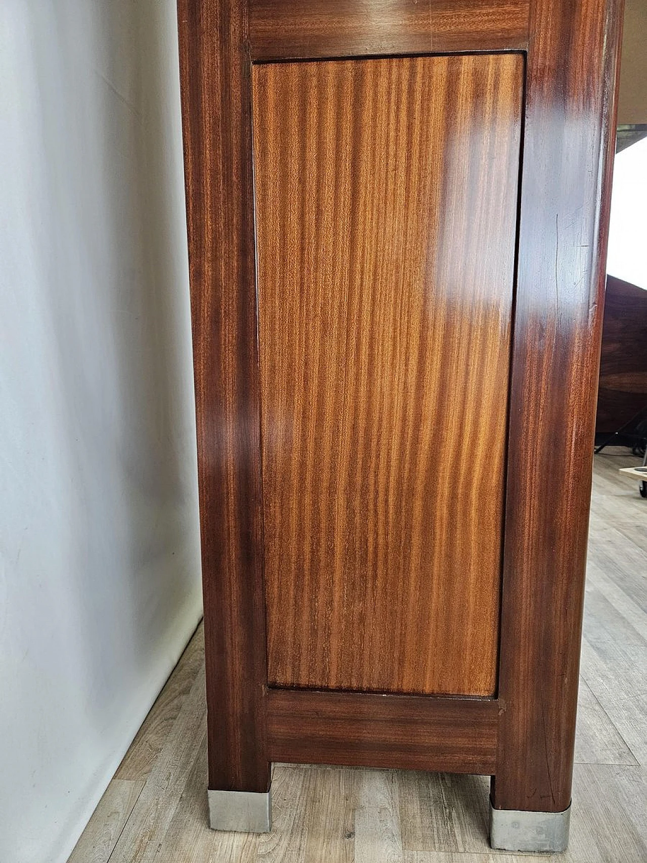 Two-door wardrobe with mirror and internal shelves, early 20th century 7