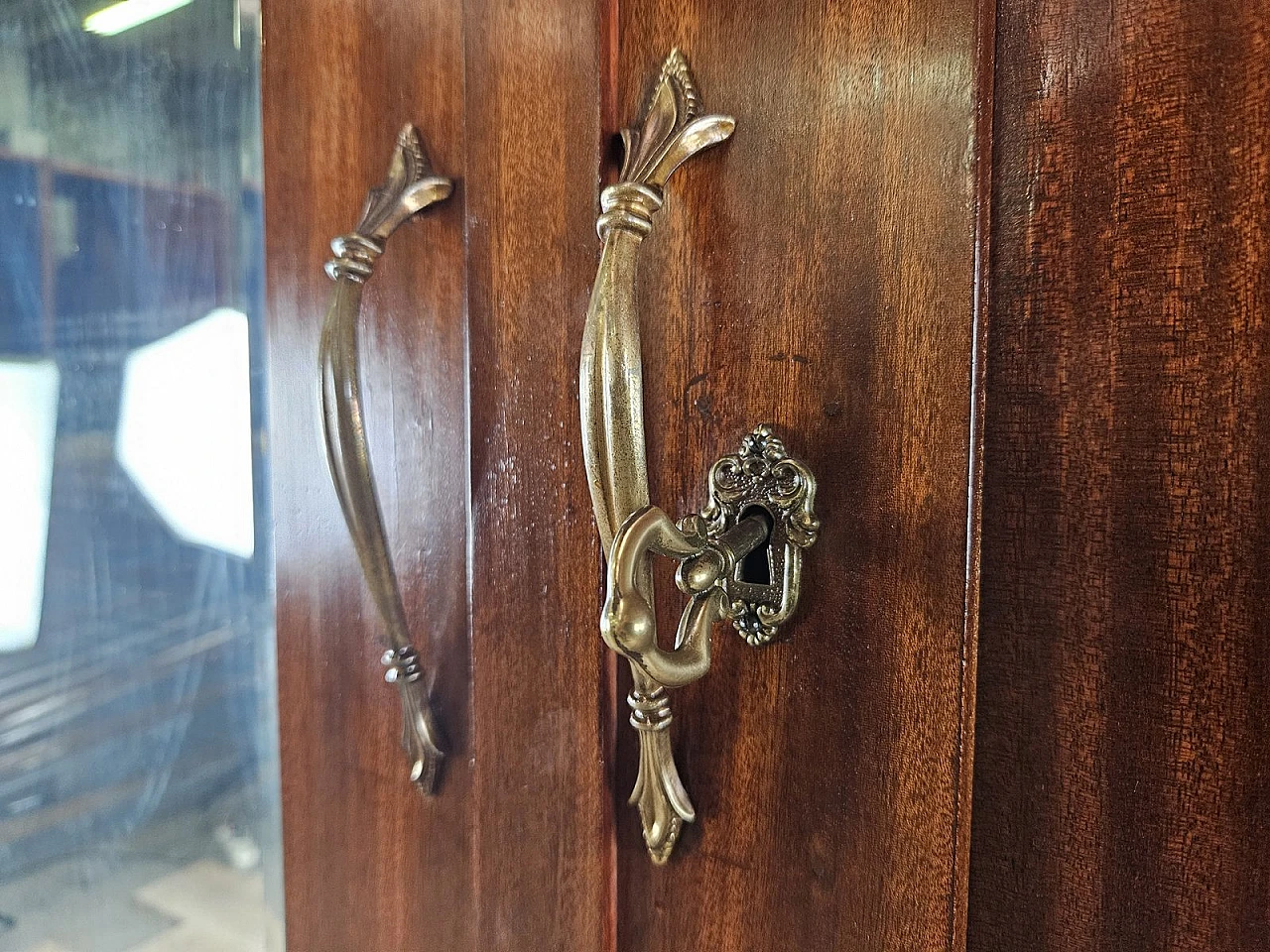 Two-door wardrobe with mirror and internal shelves, early 20th century 13