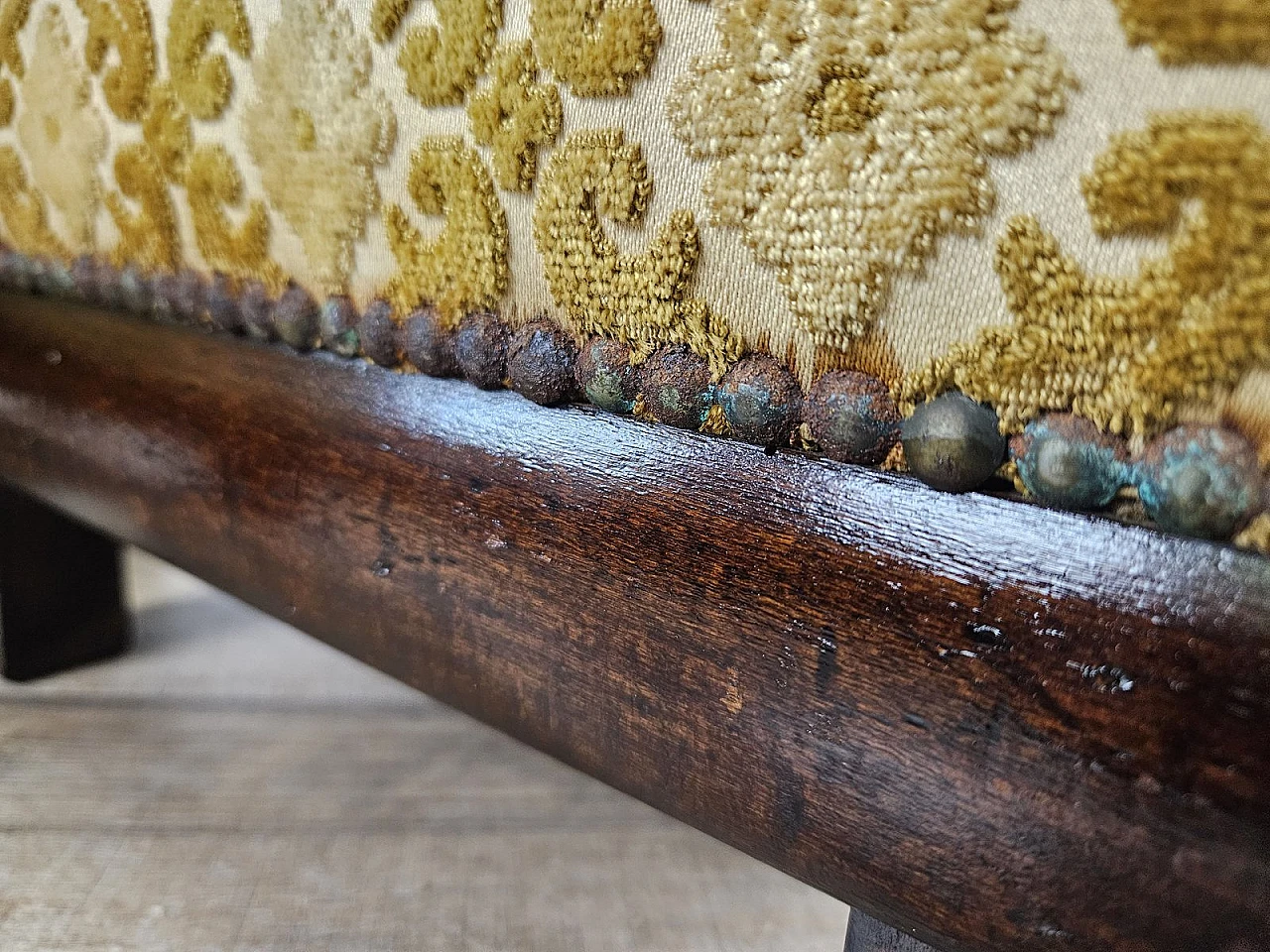 Pair of Art Deco poufs in Upholstered Walnut, 1930s 15