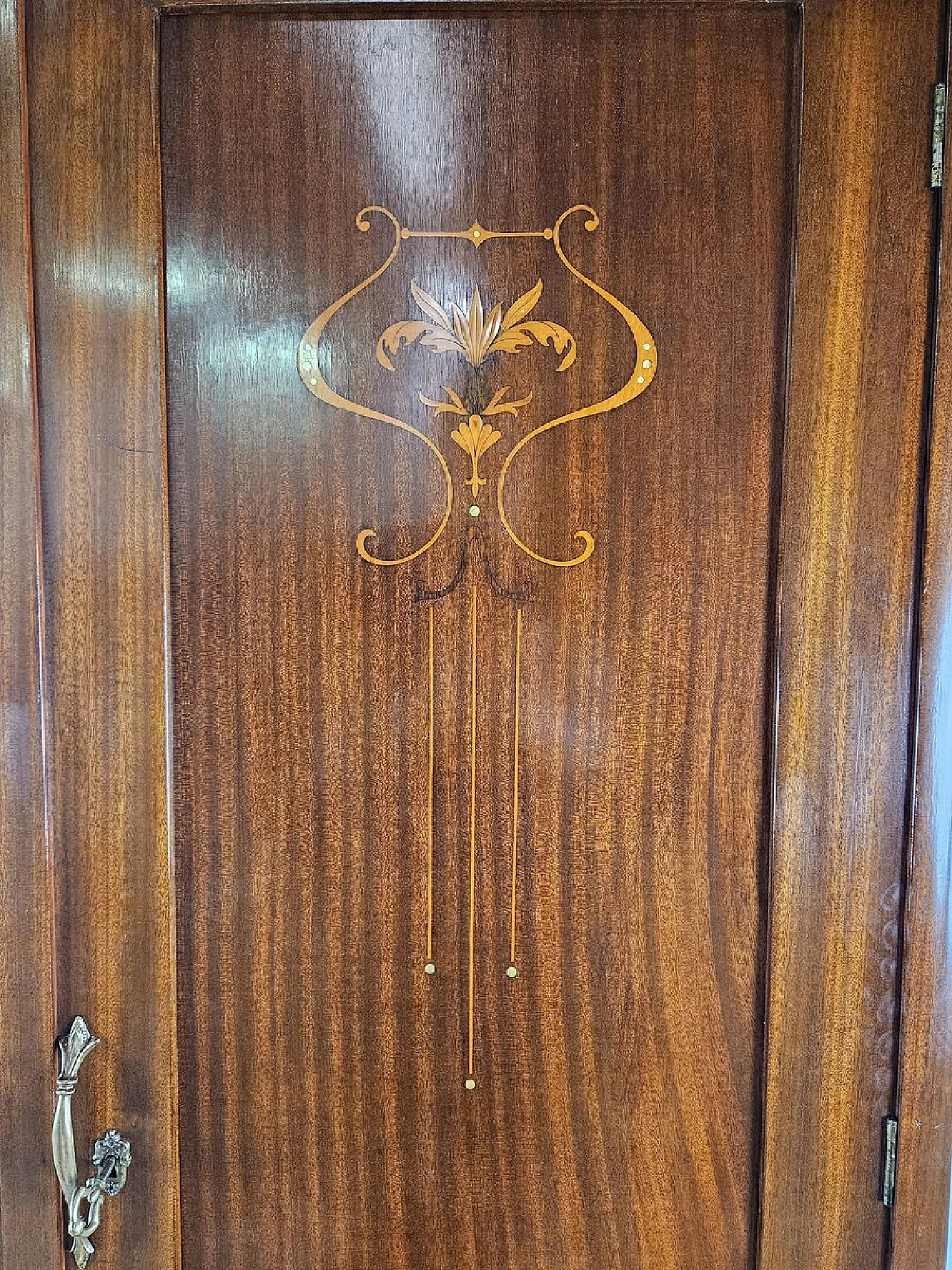 Two-door wardrobe with mirror and internal shelves, early 20th century 14