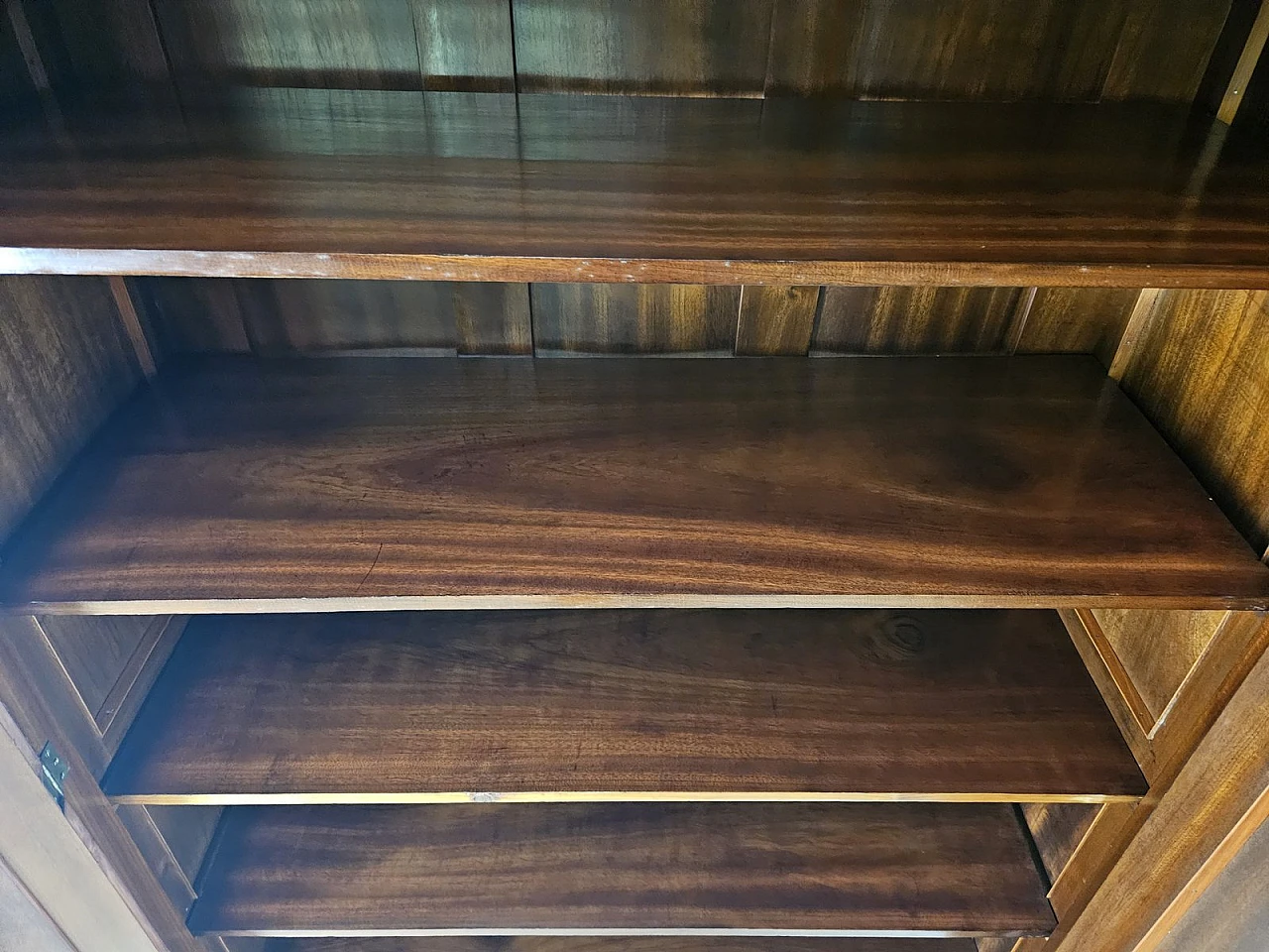 Two-door wardrobe with mirror and internal shelves, early 20th century 19