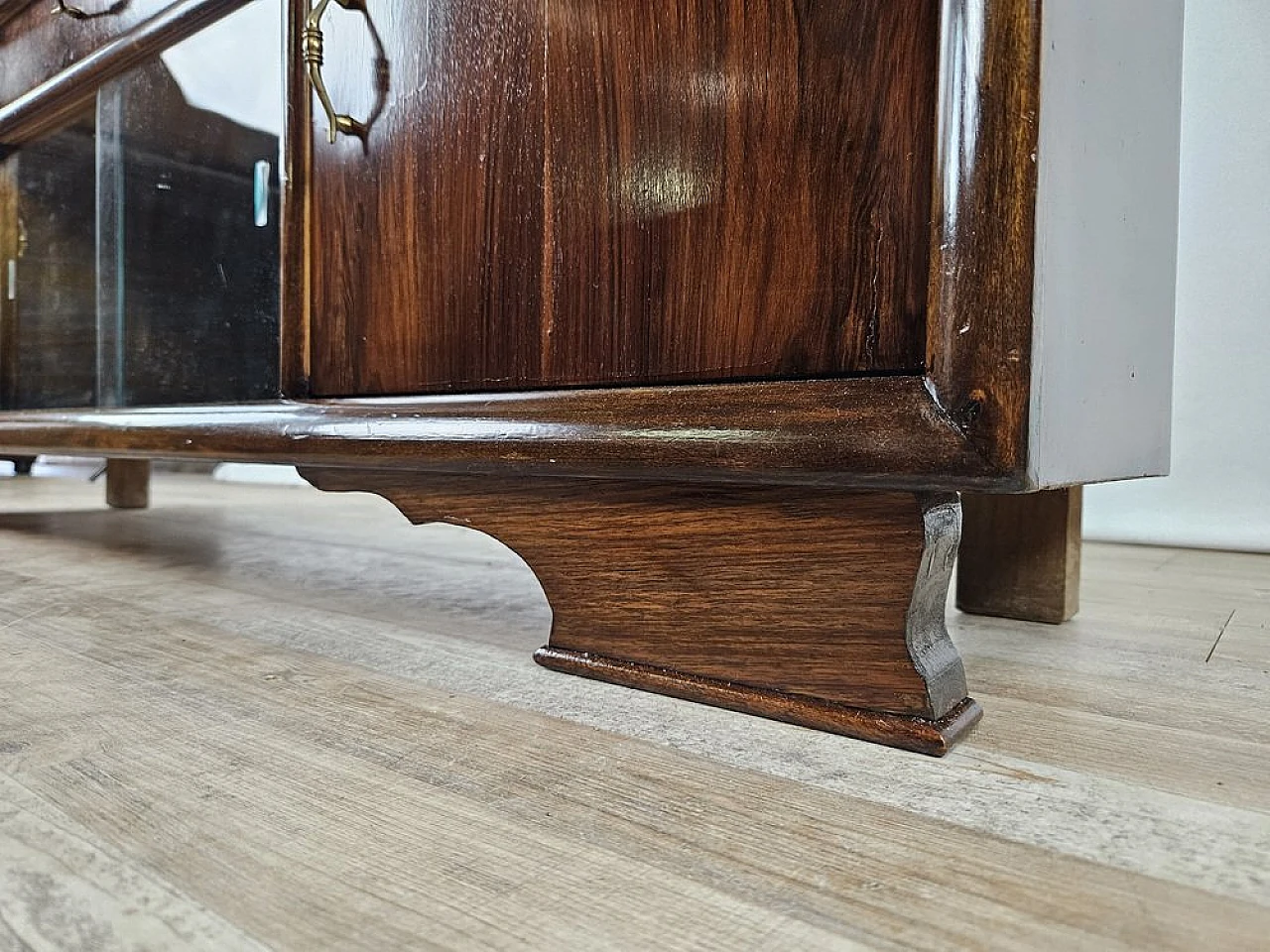 Art Deco dressing table in walnut with sliding glass, 1940s 25