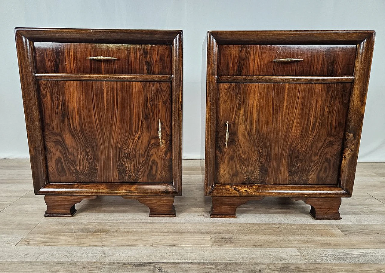 Pair of bedside tables in walnut, 1940s 1