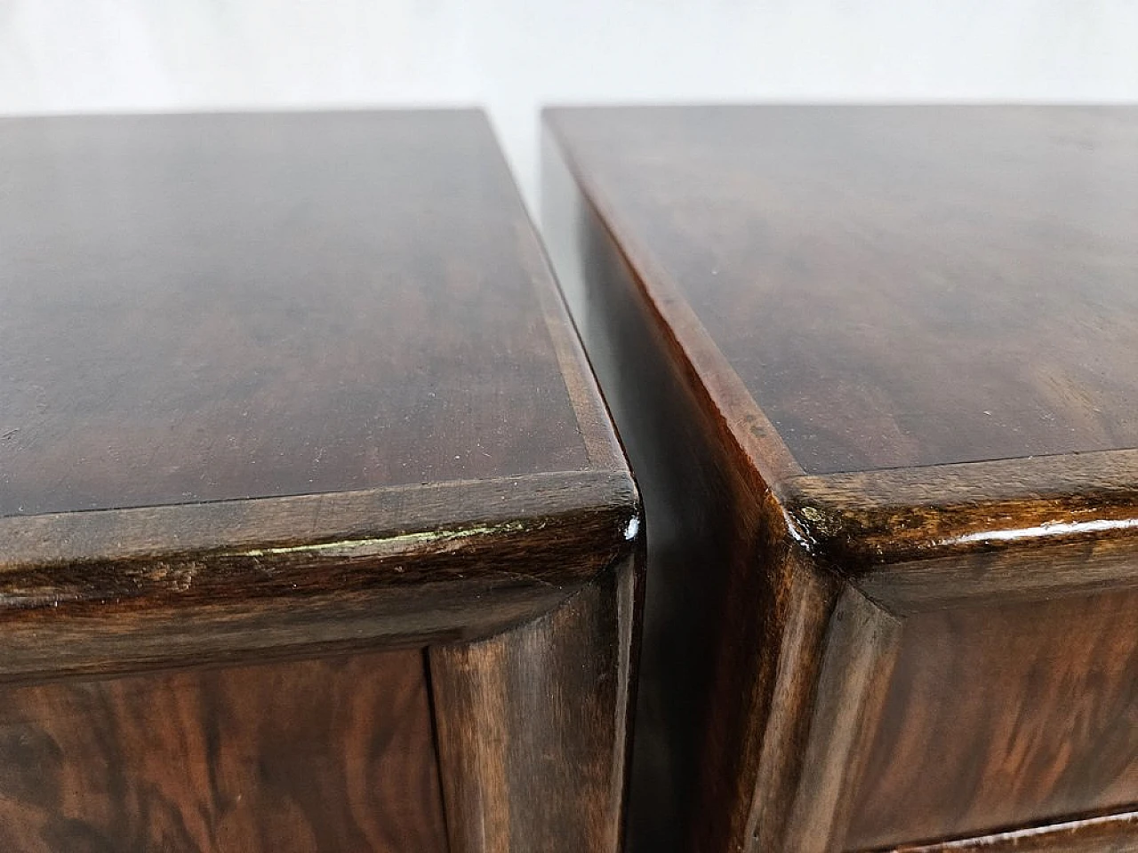 Pair of bedside tables in walnut, 1940s 8