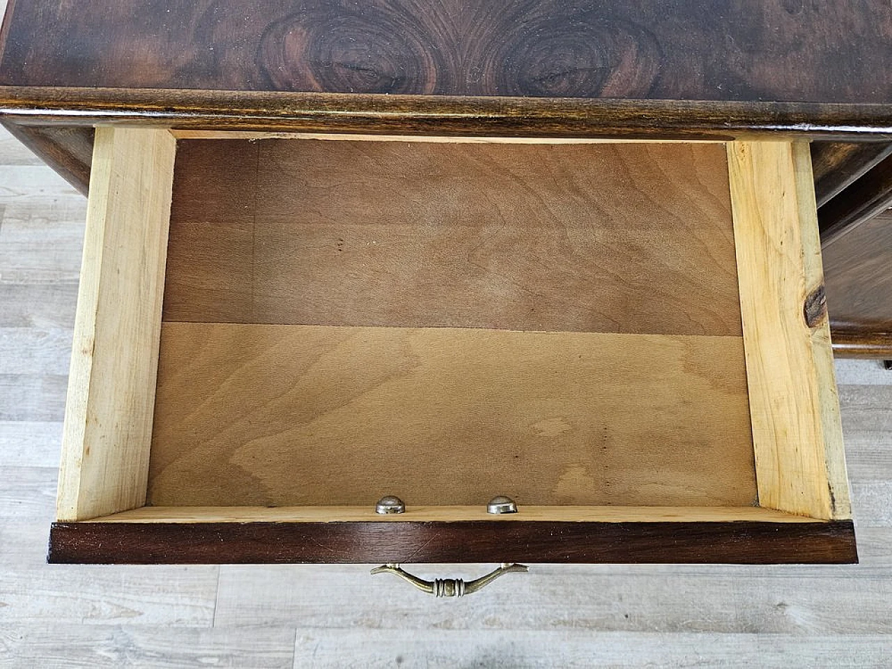 Pair of bedside tables in walnut, 1940s 13