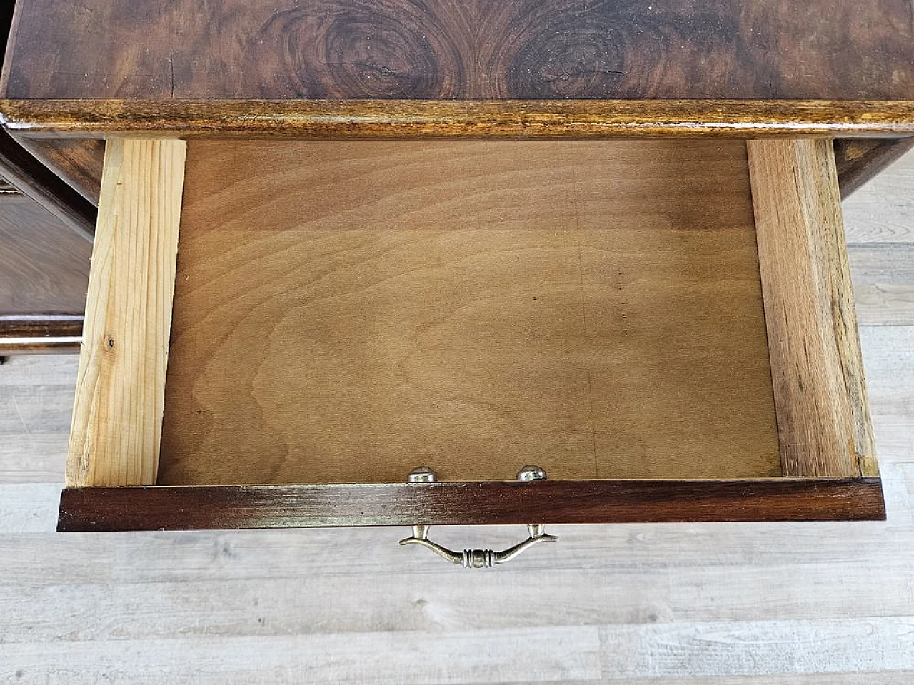 Pair of bedside tables in walnut, 1940s 14