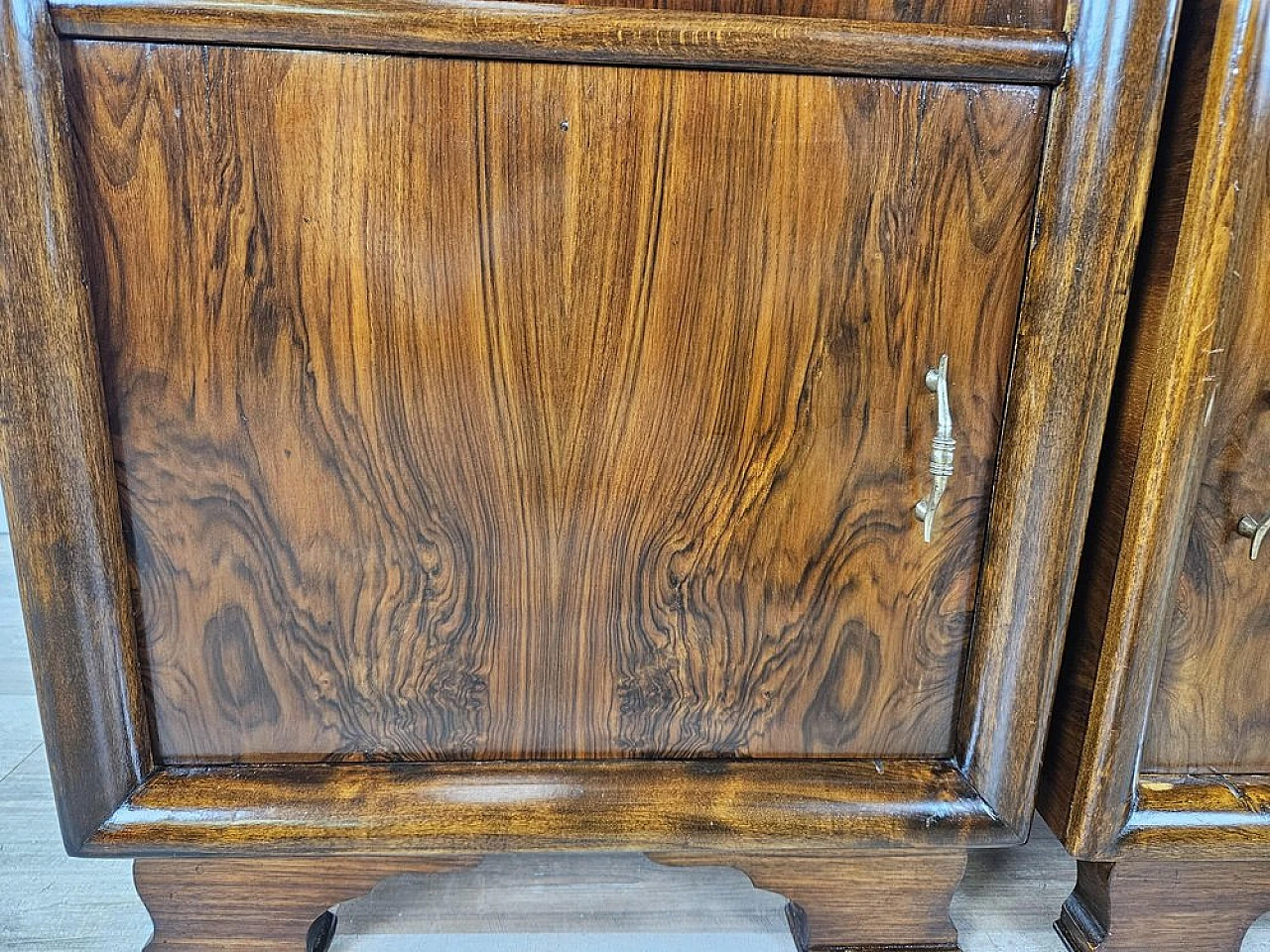 Pair of bedside tables in walnut, 1940s 15