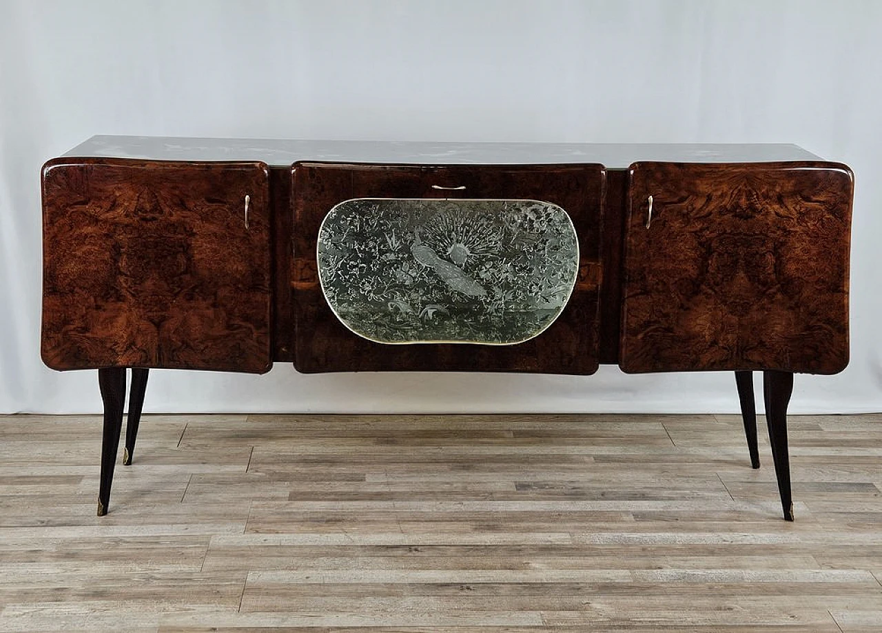 Sideboard with flap door and marbled glass shelf, 1950s 1