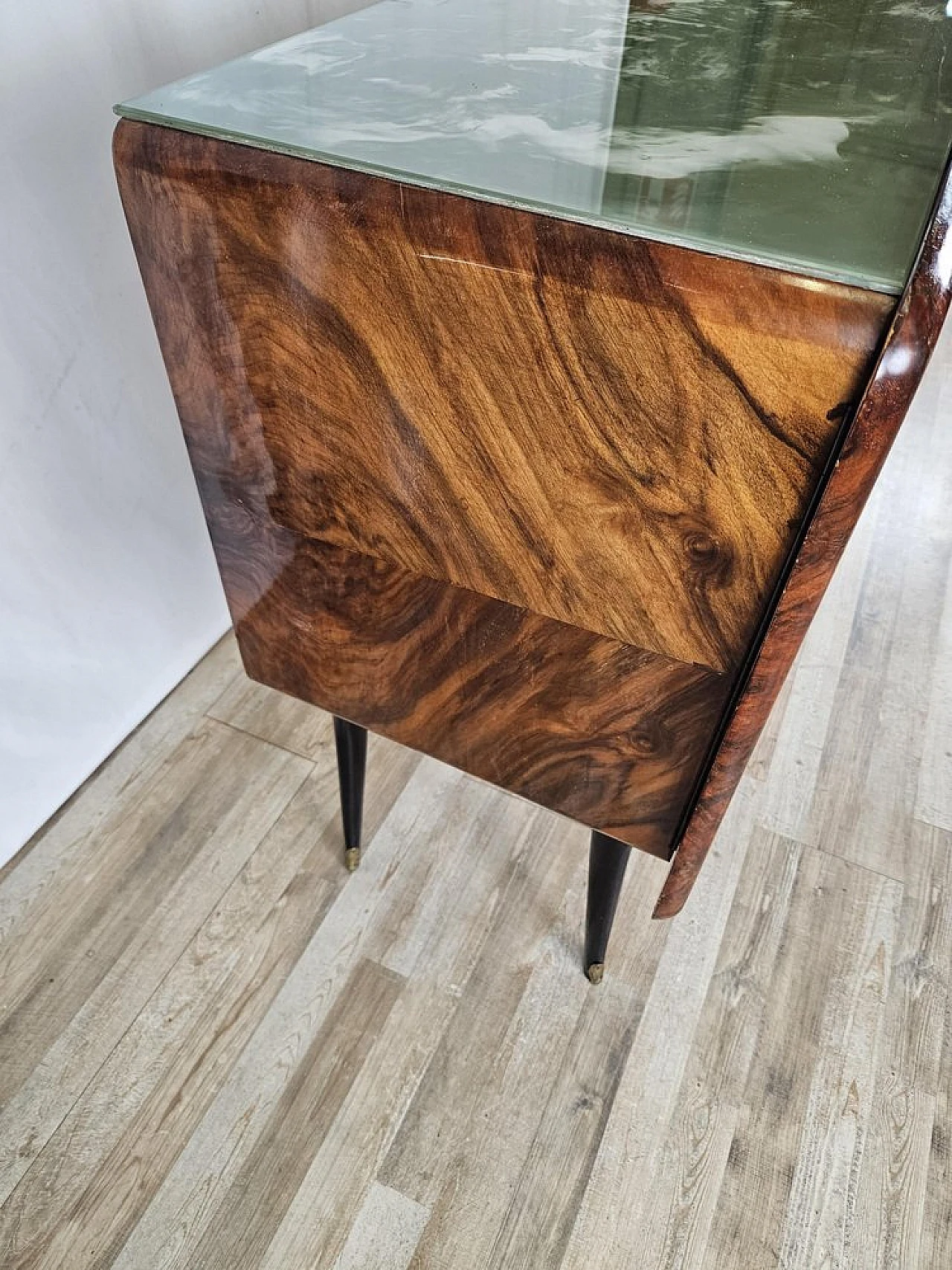 Sideboard with flap door and marbled glass shelf, 1950s 2