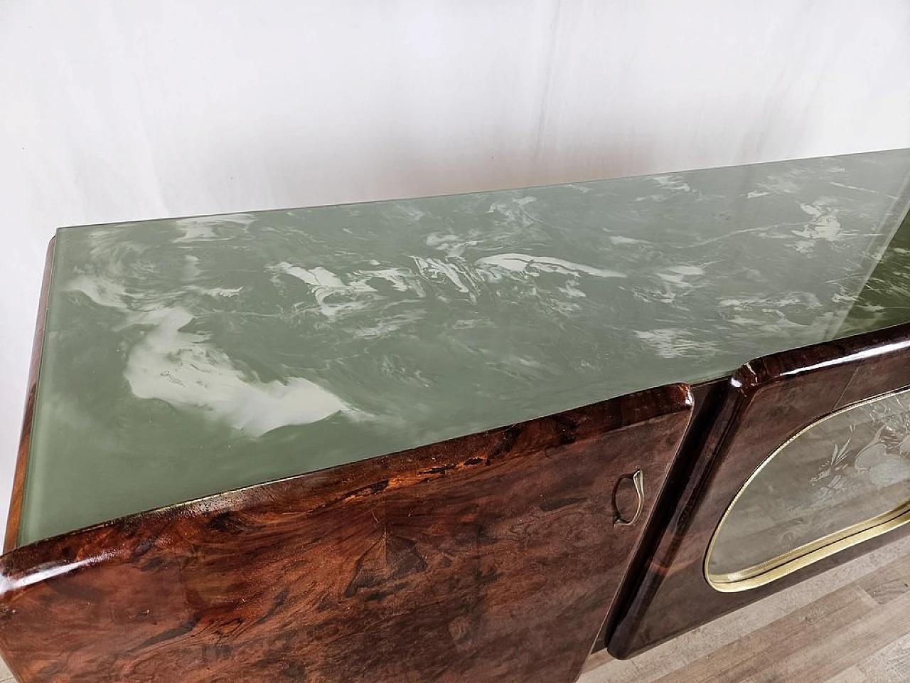 Sideboard with flap door and marbled glass shelf, 1950s 5