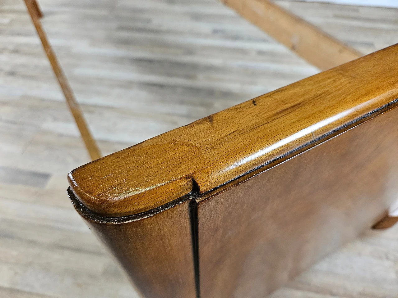 Walnut single bed, 1940s 8