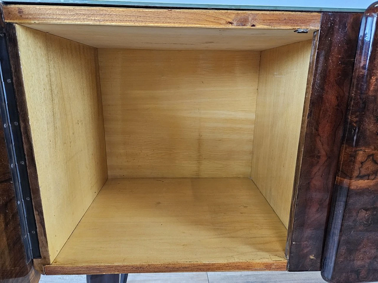 Sideboard with flap door and marbled glass shelf, 1950s 11