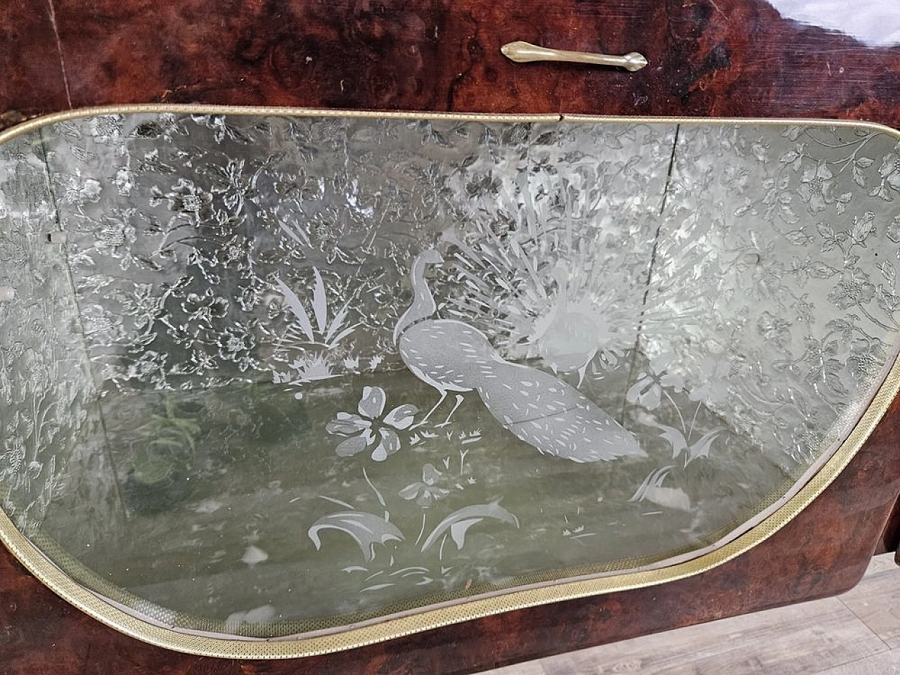 Sideboard with flap door and marbled glass shelf, 1950s 12