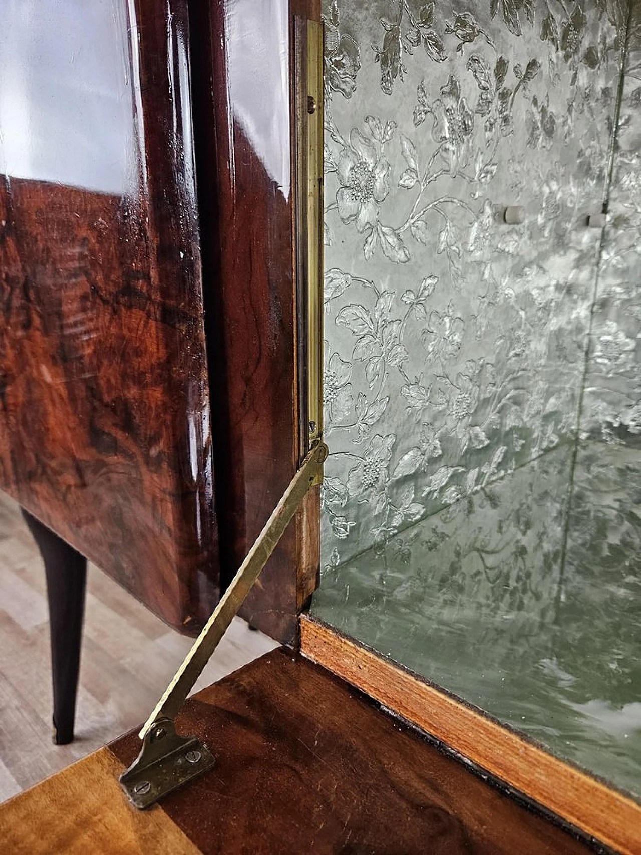 Sideboard with flap door and marbled glass shelf, 1950s 15