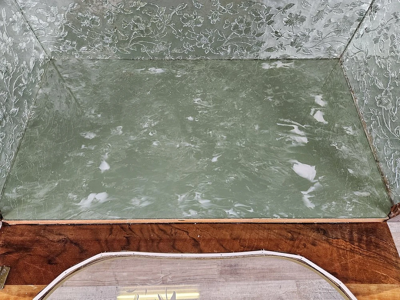 Sideboard with flap door and marbled glass shelf, 1950s 16