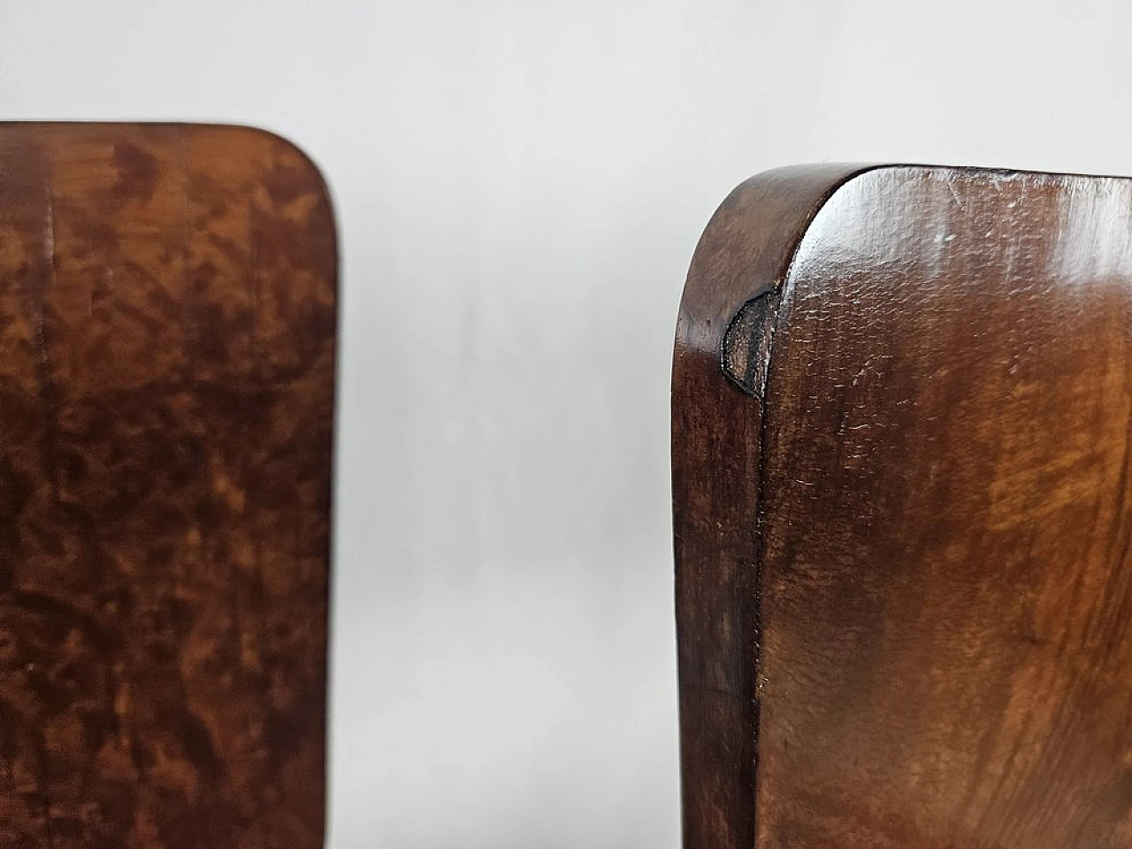 4 Walnut dining chairs with upholstered seat, 1940s 23