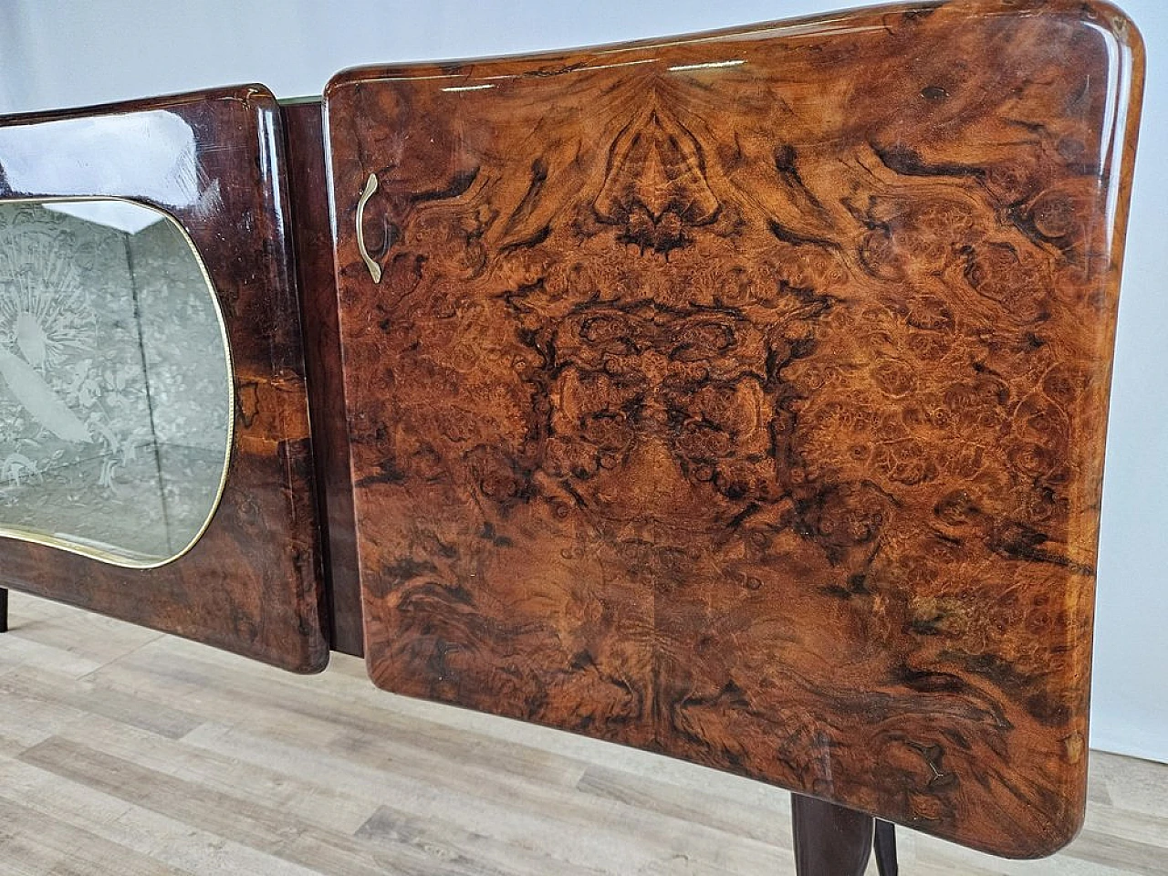 Sideboard with flap door and marbled glass shelf, 1950s 22