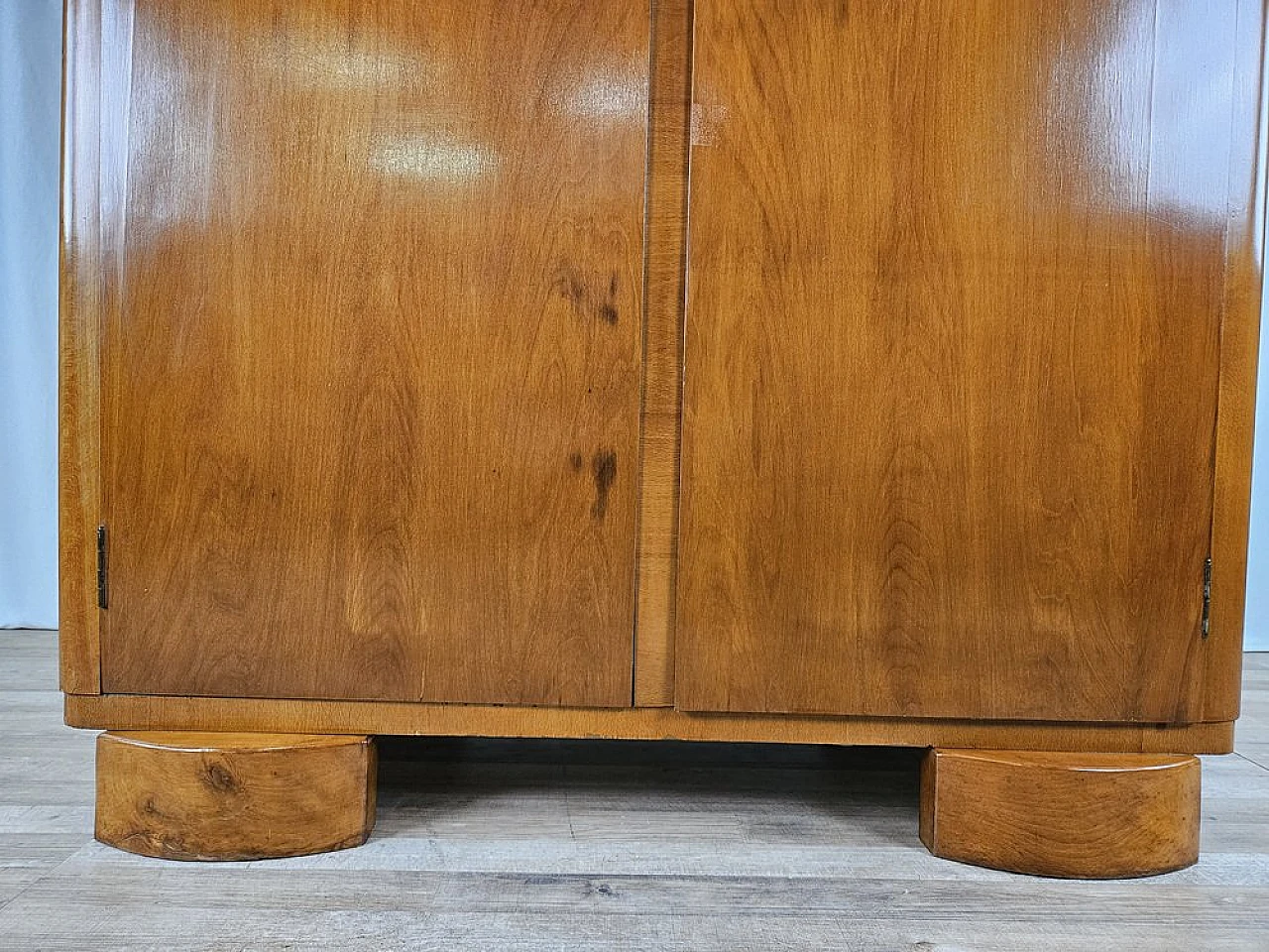 Two-door wardrobe in walnut with brass handles, 1940s 10