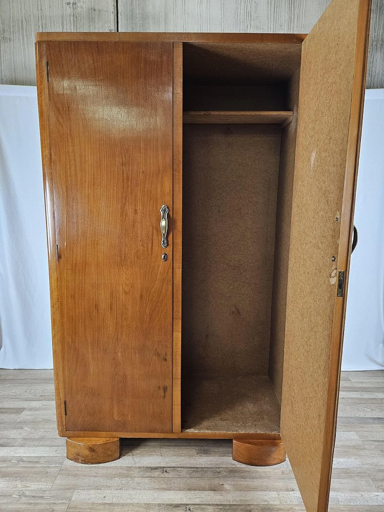 Two-door wardrobe in walnut with brass handles, 1940s 18