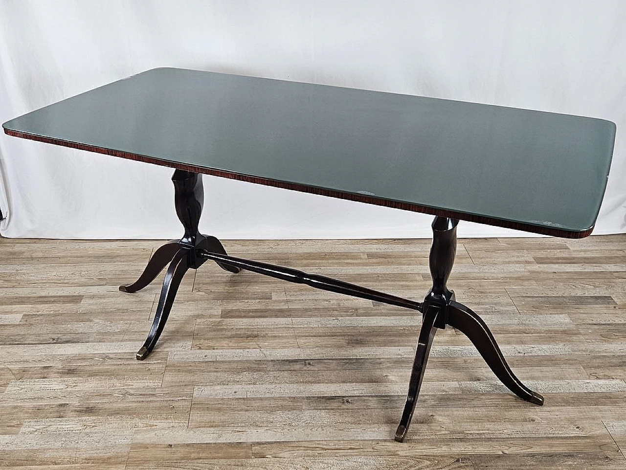 Mid-Century dining table with green glass top, 1950 1