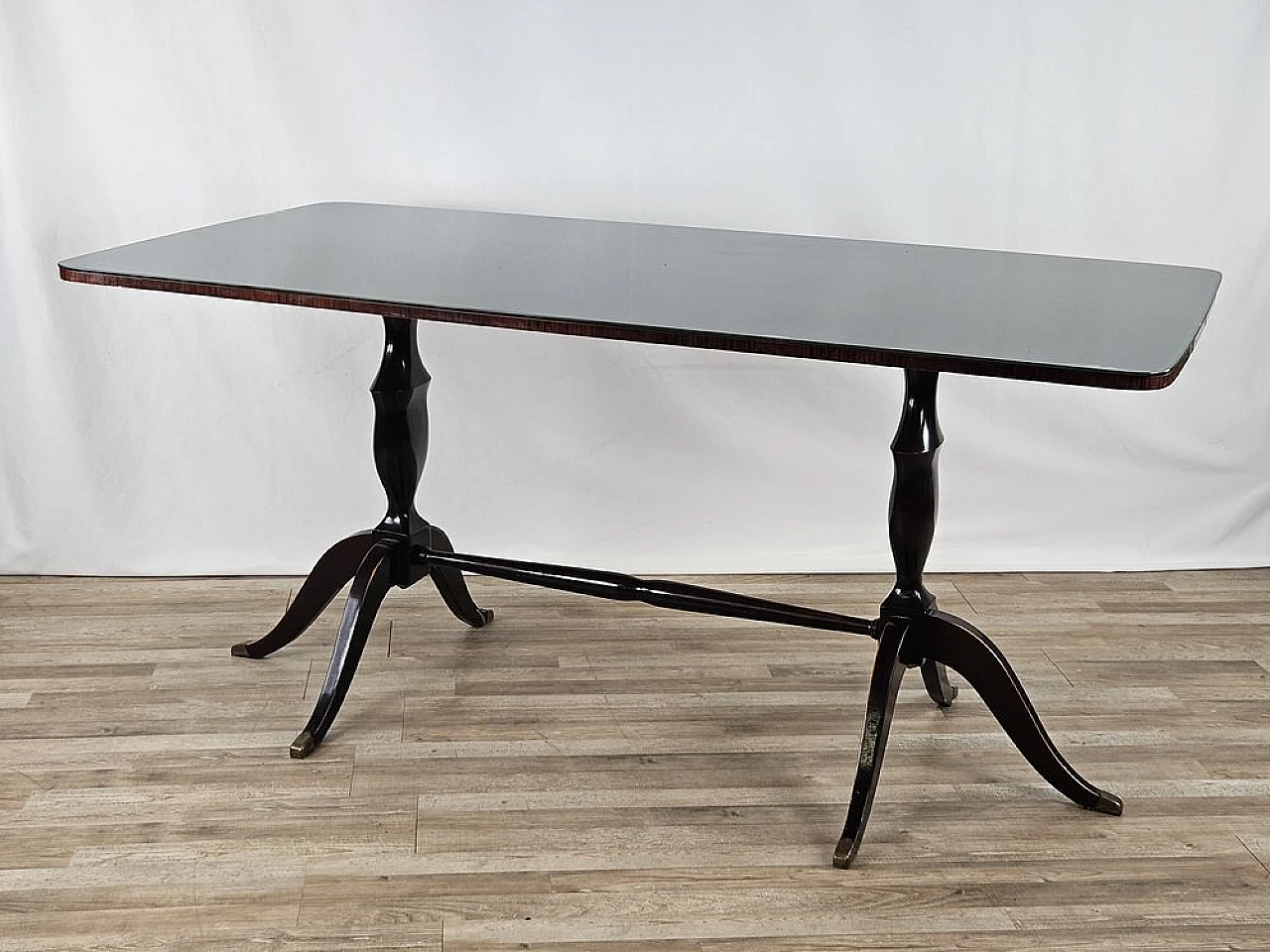 Mid-Century dining table with green glass top, 1950 2