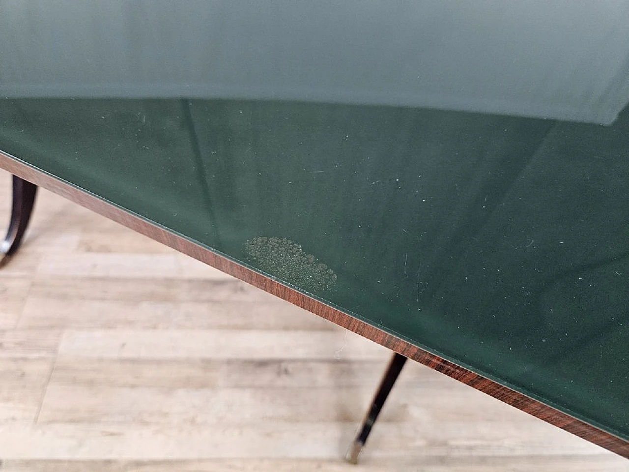 Mid-Century dining table with green glass top, 1950 6