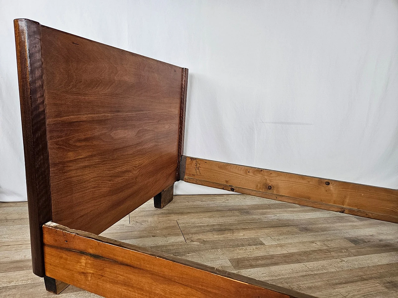 Art Deco walnut single bed, 1940s 2