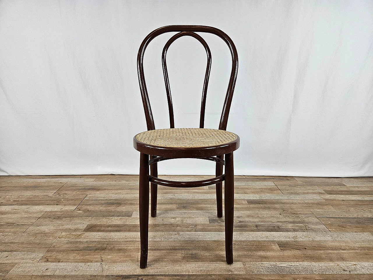 Lacquered wood chair with Vienna straw seat, 1970s 1