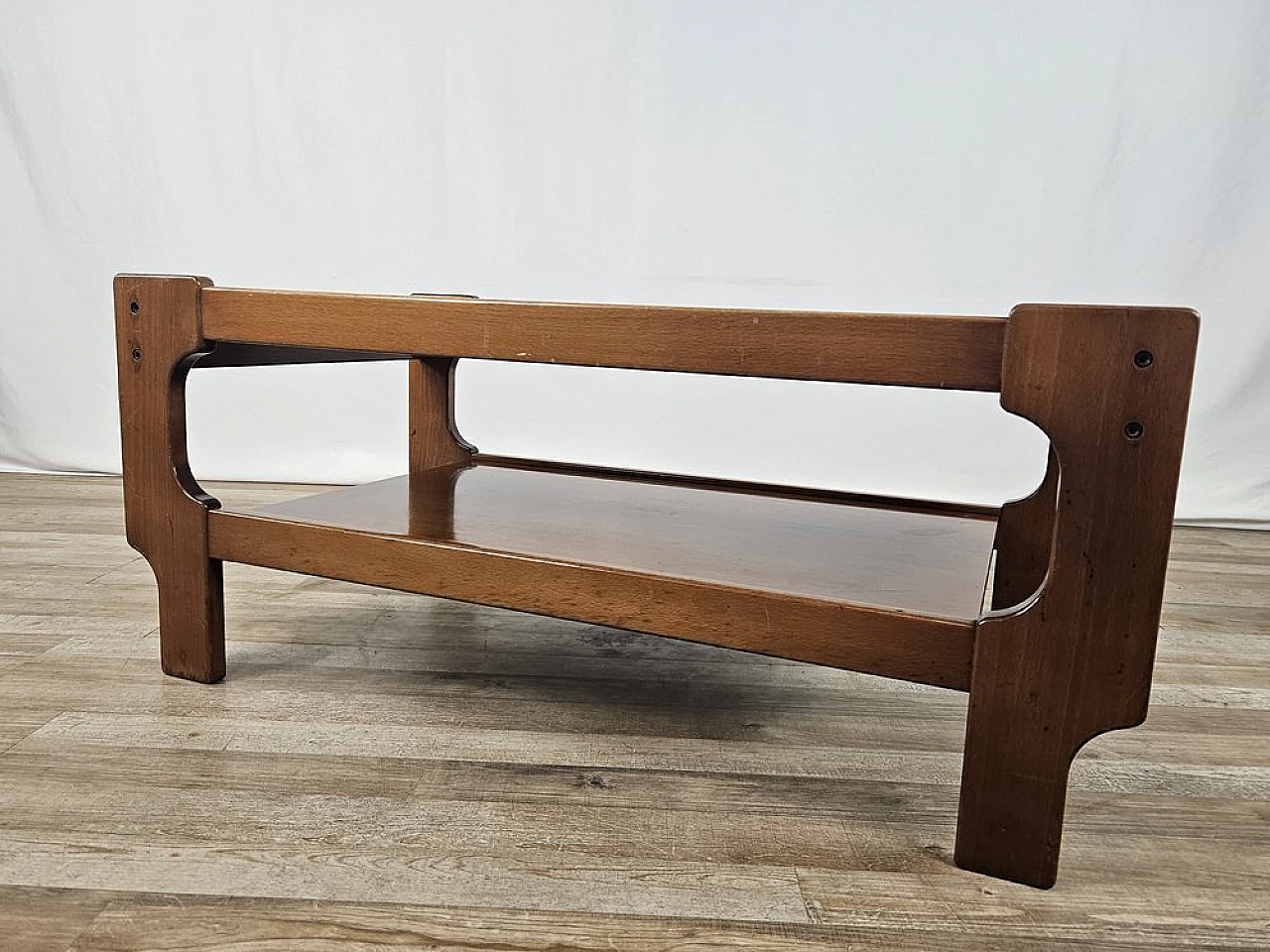 Teak coffee table with smoked glass top, 1970s 3