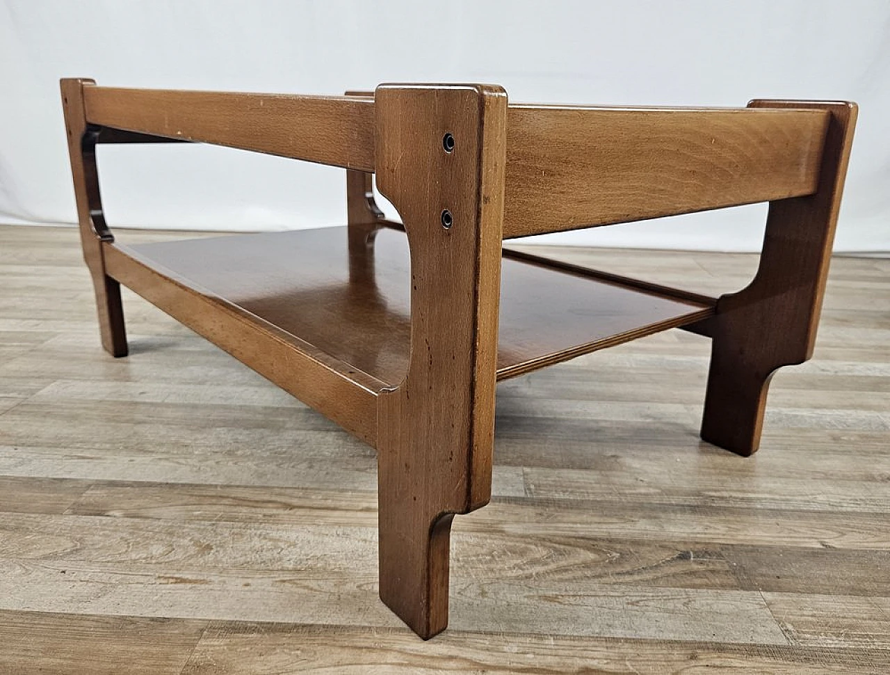 Teak coffee table with smoked glass top, 1970s 4